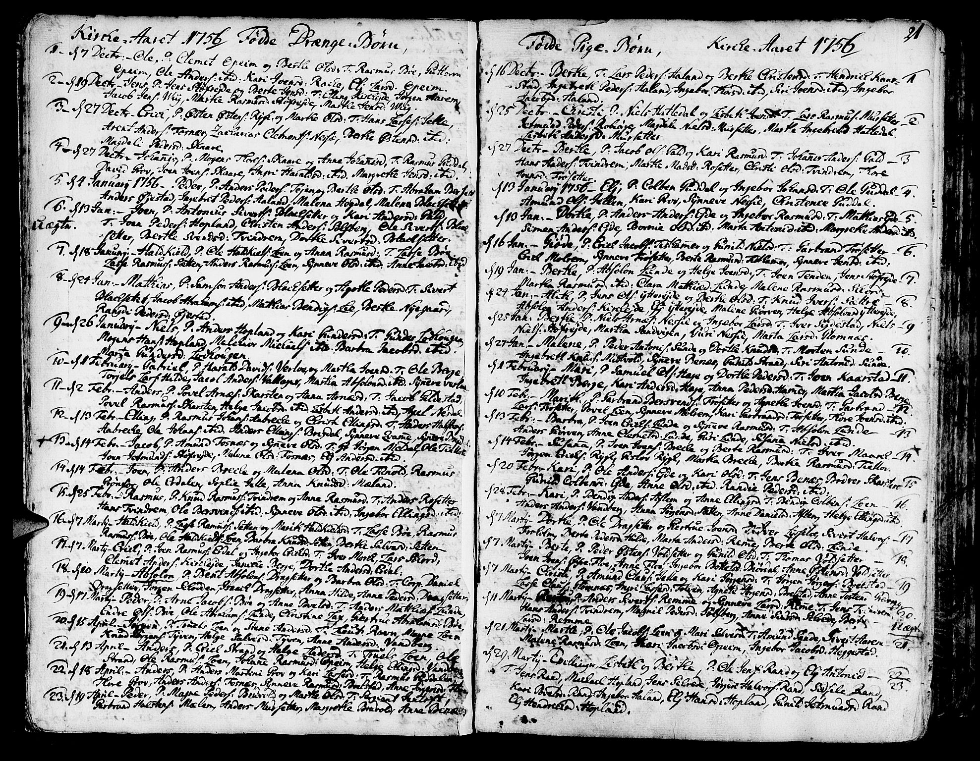 Innvik sokneprestembete, SAB/A-80501: Parish register (official) no. A 1, 1750-1816, p. 21