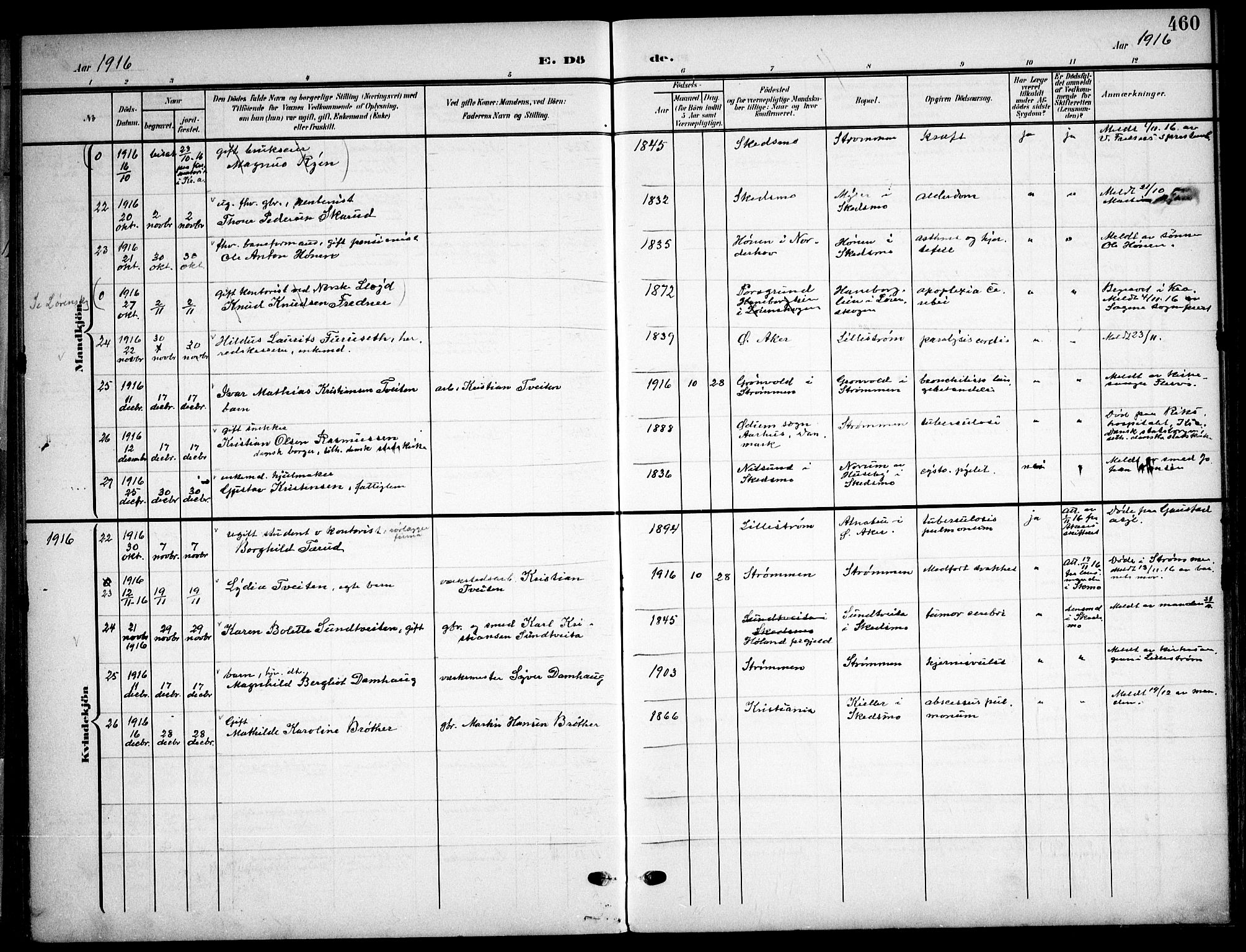 Skedsmo prestekontor Kirkebøker, AV/SAO-A-10033a/F/Fa/L0015: Parish register (official) no. I 15, 1902-1917, p. 460