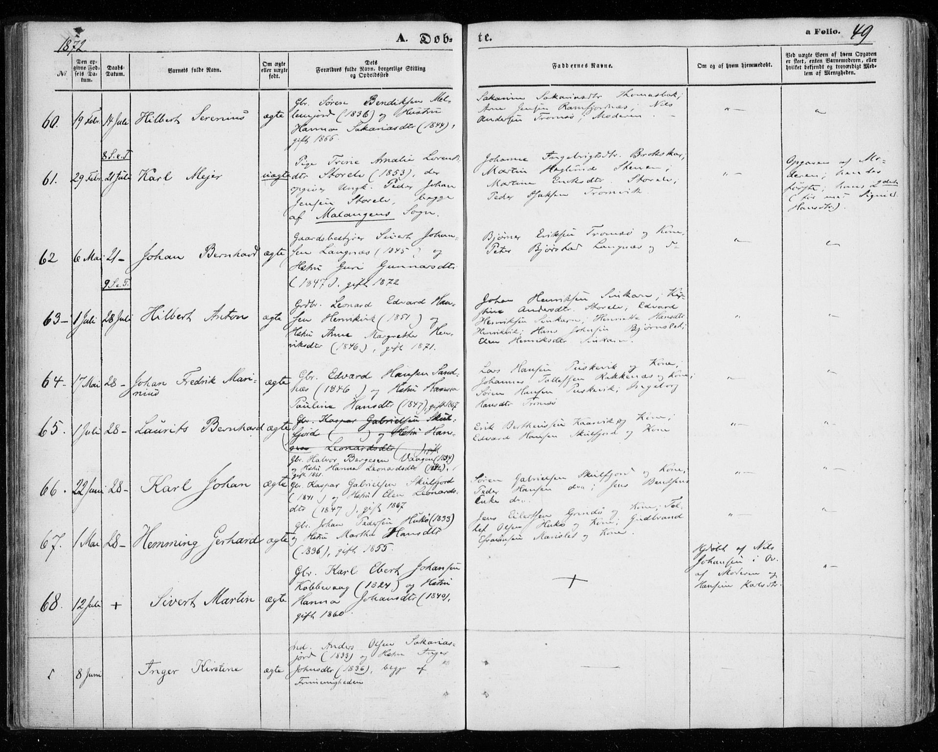Tromsøysund sokneprestkontor, AV/SATØ-S-1304/G/Ga/L0002kirke: Parish register (official) no. 2, 1867-1875, p. 49
