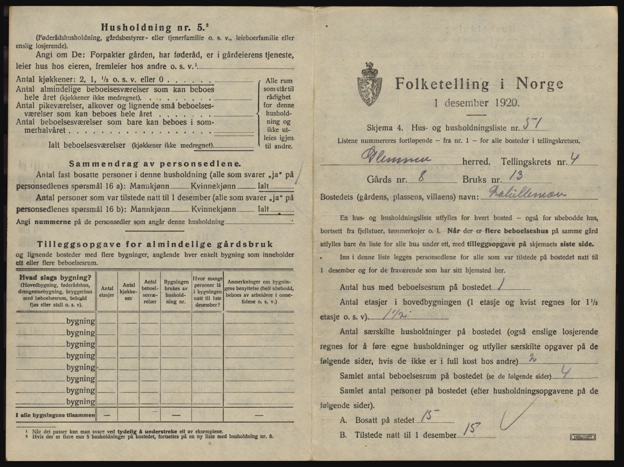 SAO, 1920 census for Glemmen, 1920, p. 729