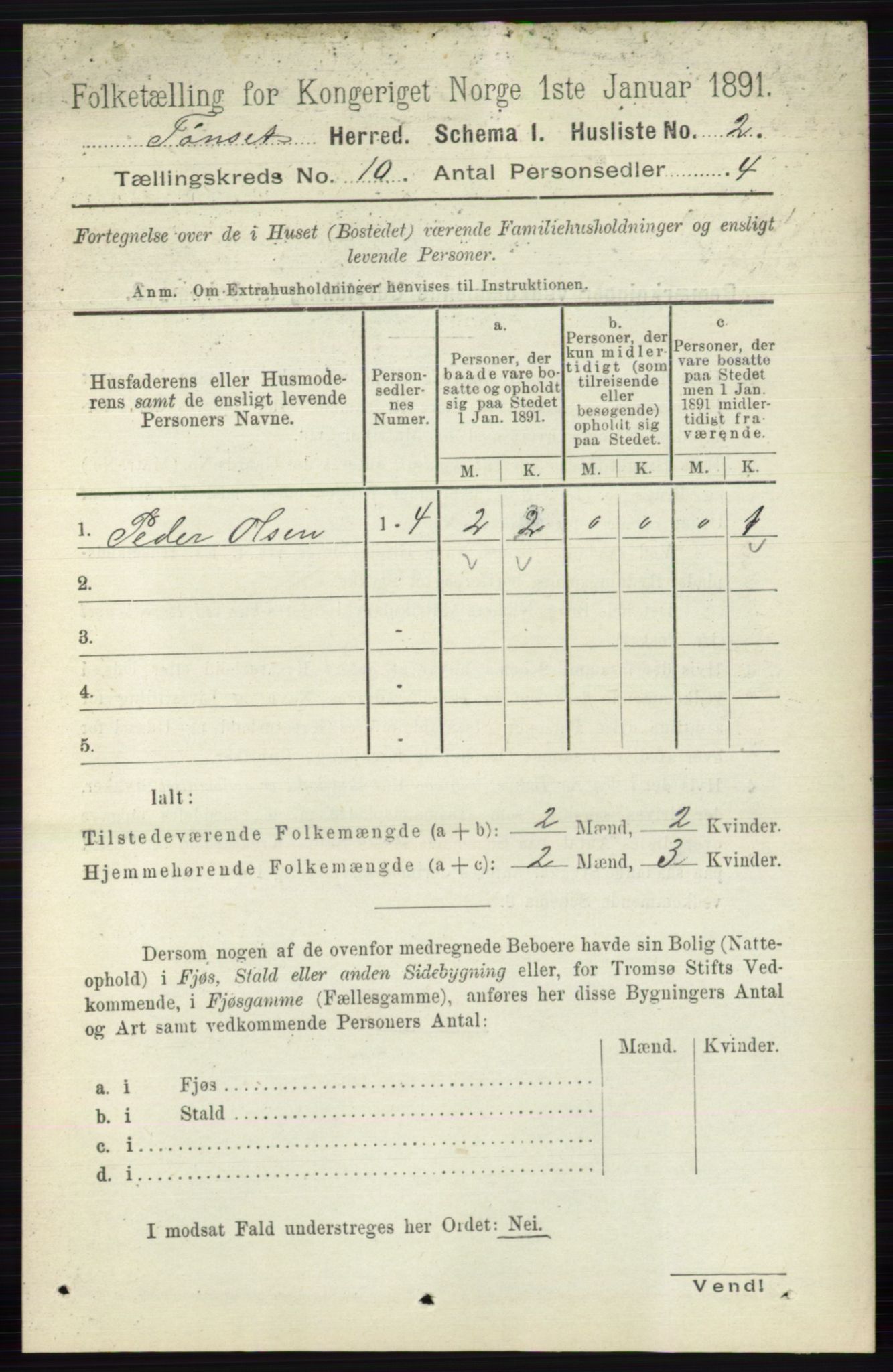 RA, 1891 census for 0437 Tynset, 1891, p. 2811