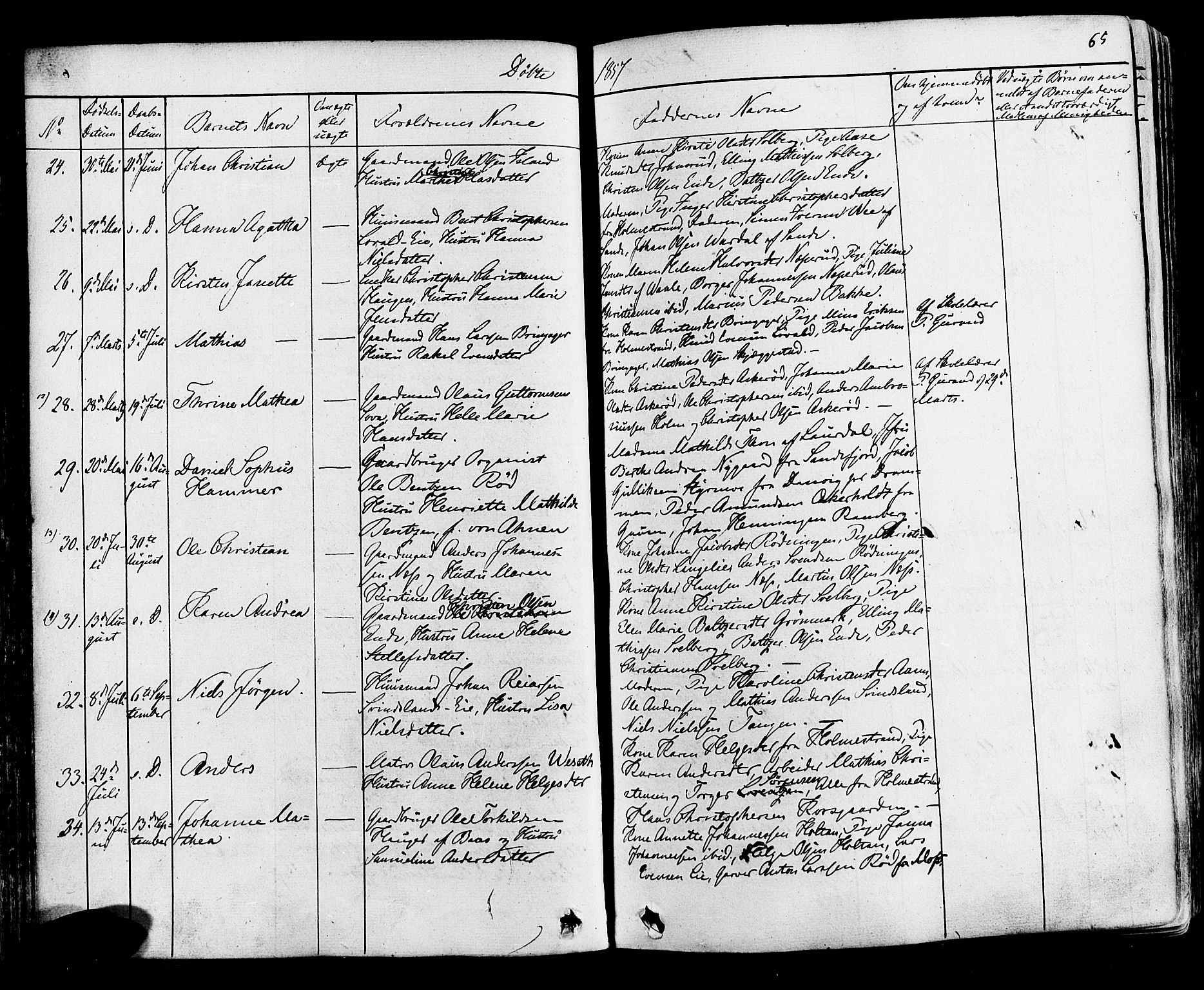 Botne kirkebøker, SAKO/A-340/F/Fa/L0006: Parish register (official) no. I 6, 1836-1877, p. 65