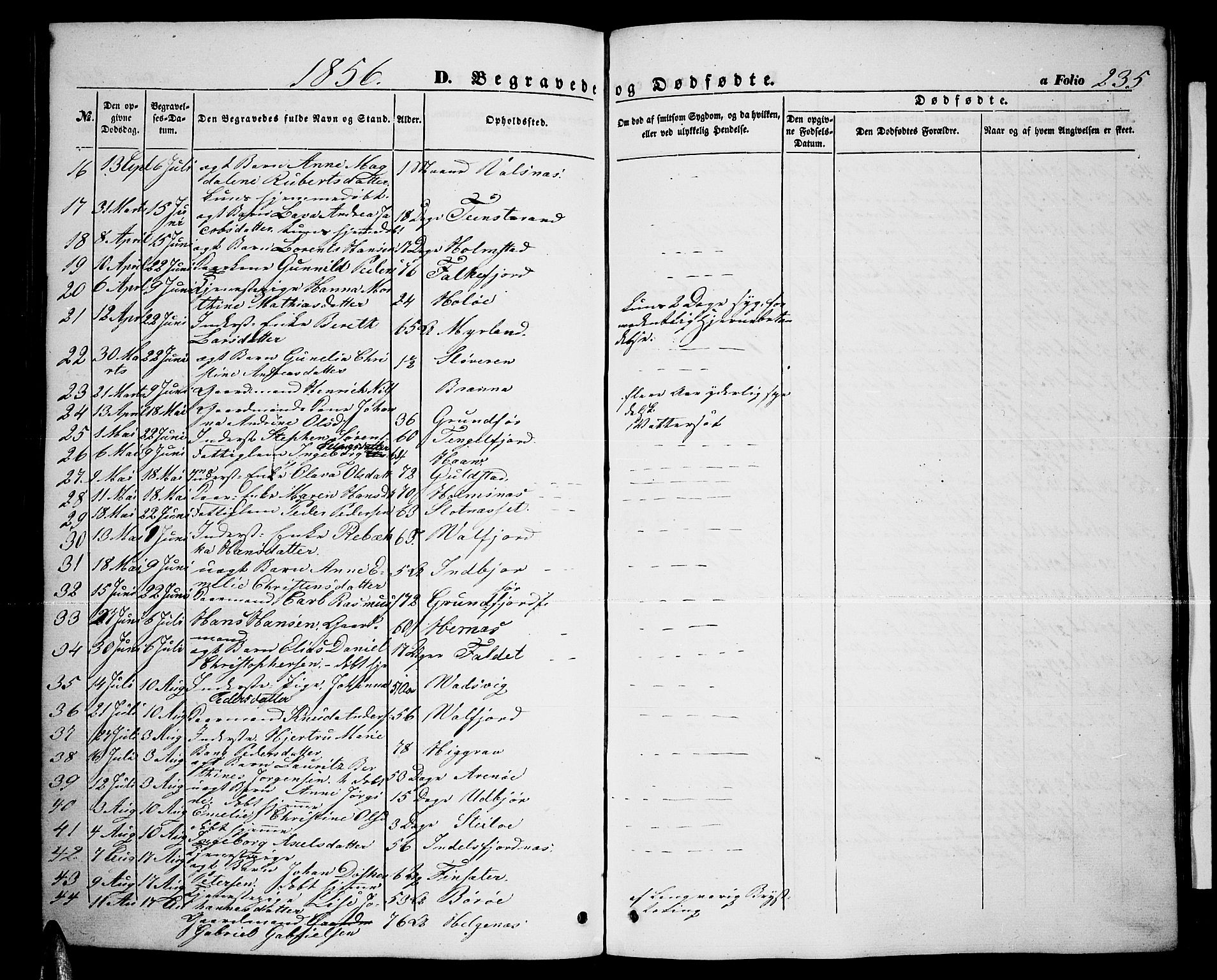 Ministerialprotokoller, klokkerbøker og fødselsregistre - Nordland, AV/SAT-A-1459/888/L1265: Parish register (copy) no. 888C03, 1850-1863, p. 235