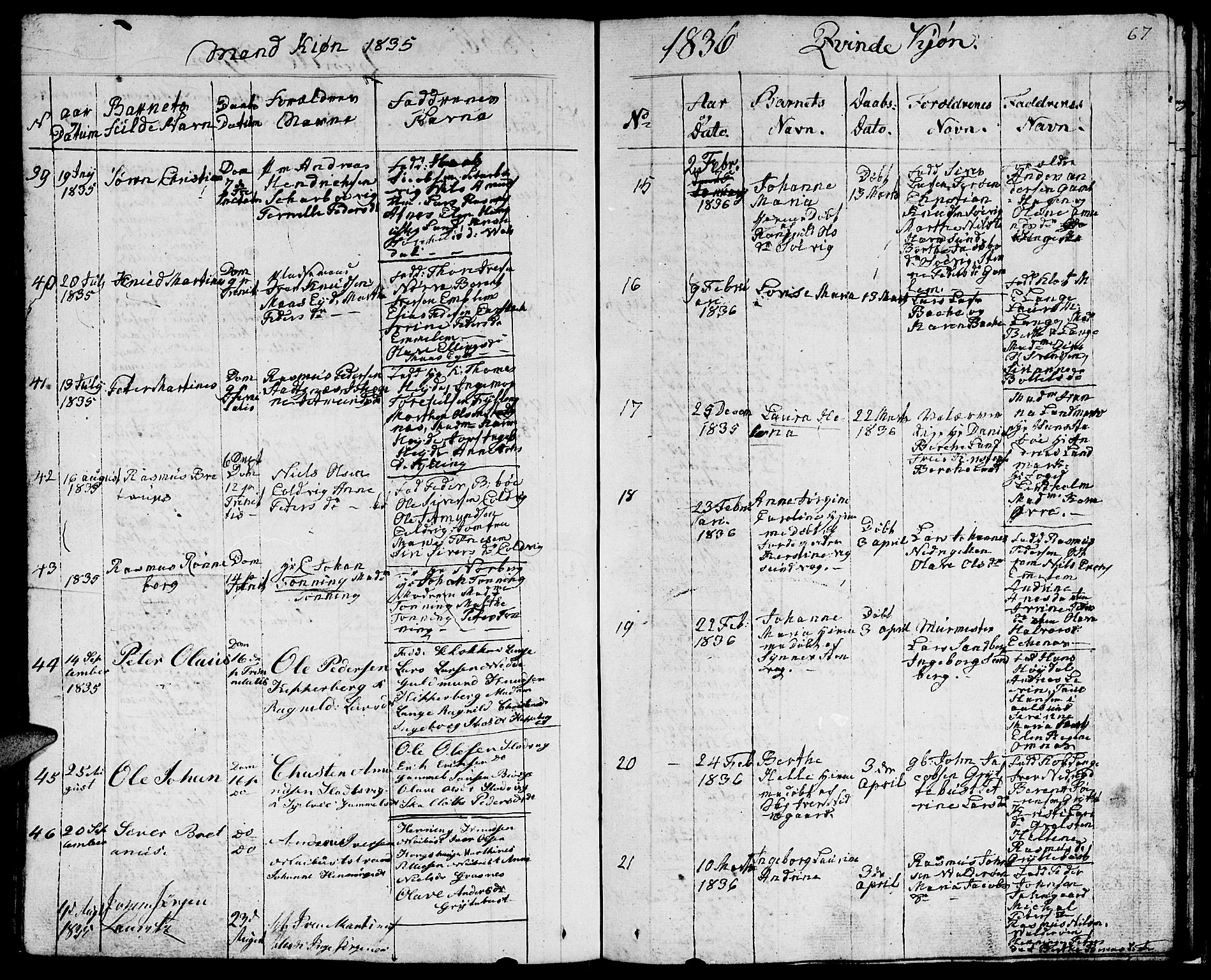 Ministerialprotokoller, klokkerbøker og fødselsregistre - Møre og Romsdal, AV/SAT-A-1454/528/L0425: Parish register (copy) no. 528C06, 1827-1840, p. 67