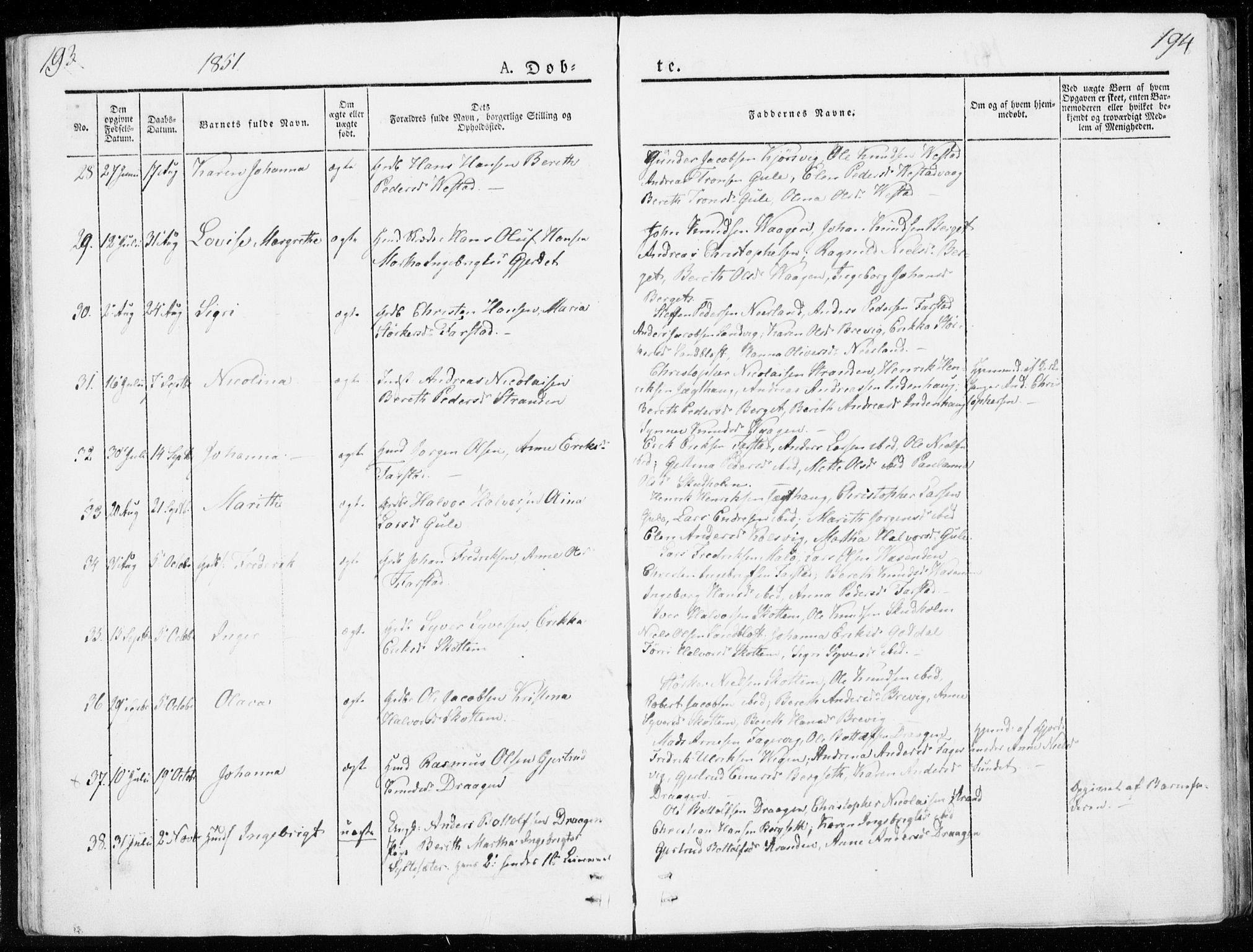 Ministerialprotokoller, klokkerbøker og fødselsregistre - Møre og Romsdal, AV/SAT-A-1454/566/L0766: Parish register (official) no. 566A05, 1842-1851, p. 193-194