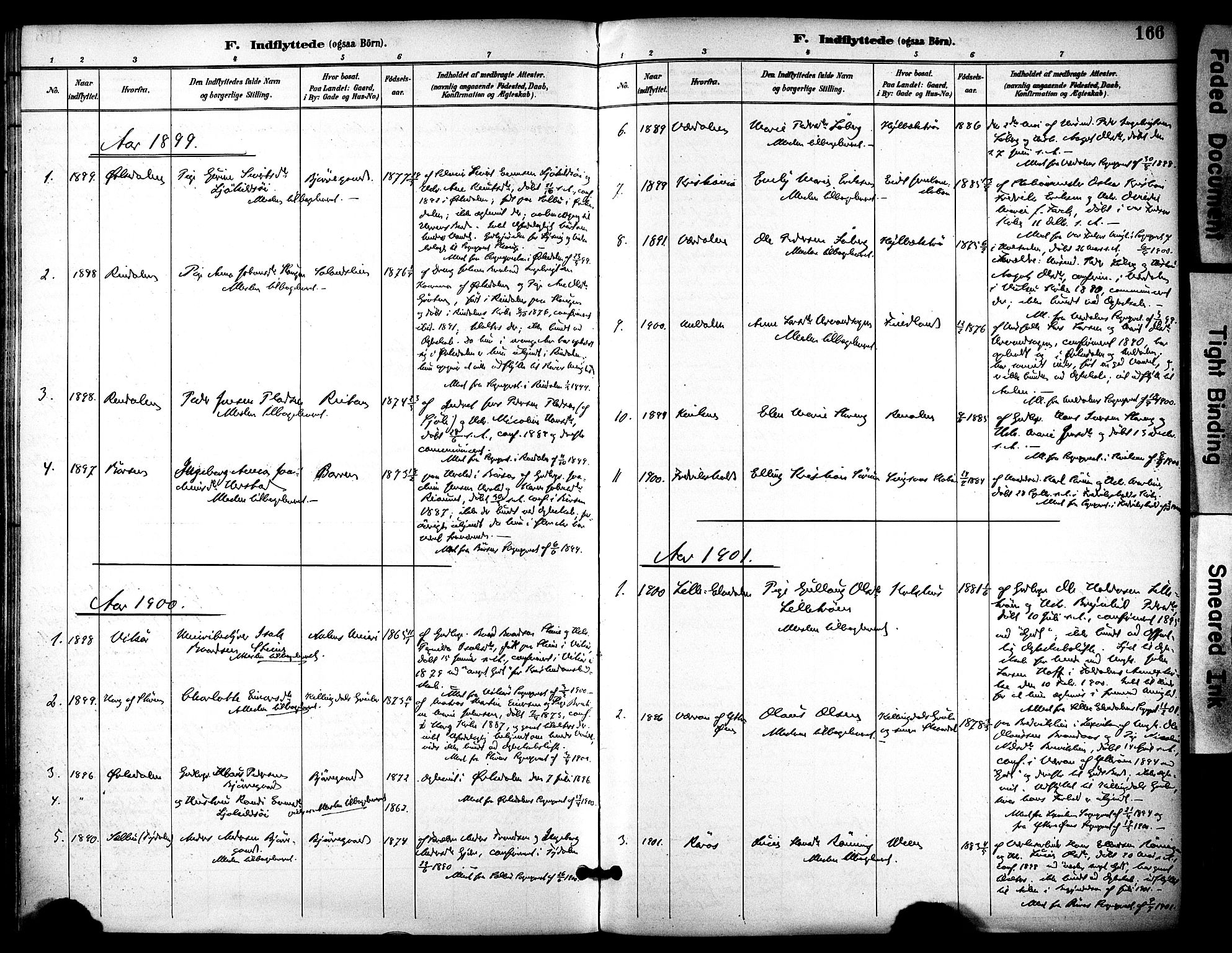 Ministerialprotokoller, klokkerbøker og fødselsregistre - Sør-Trøndelag, SAT/A-1456/686/L0984: Parish register (official) no. 686A02, 1891-1906, p. 166