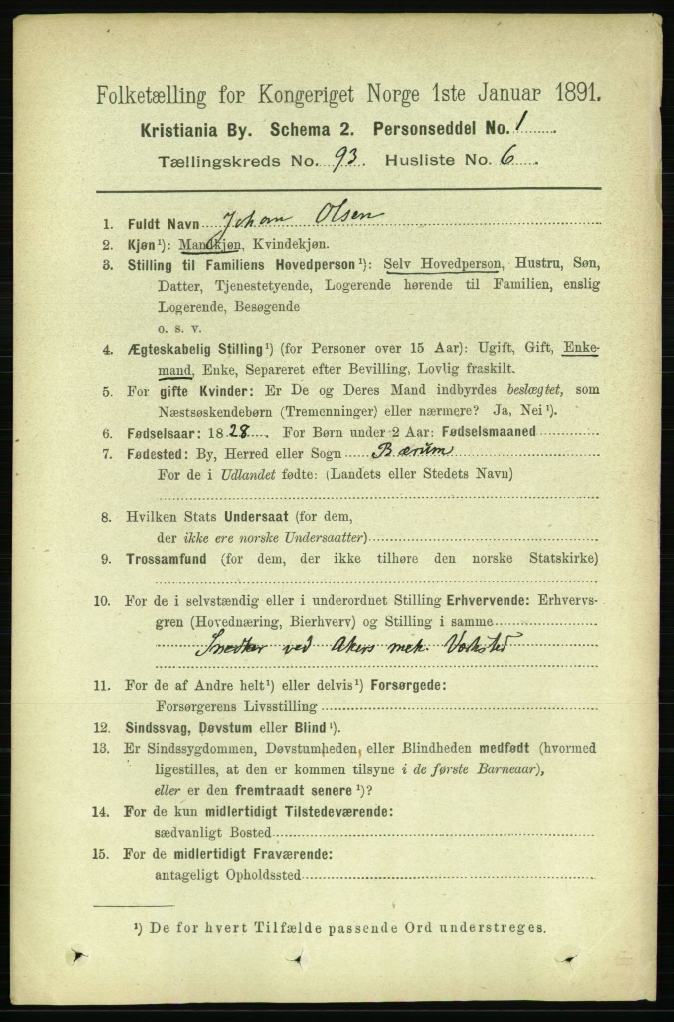 RA, 1891 census for 0301 Kristiania, 1891, p. 45669