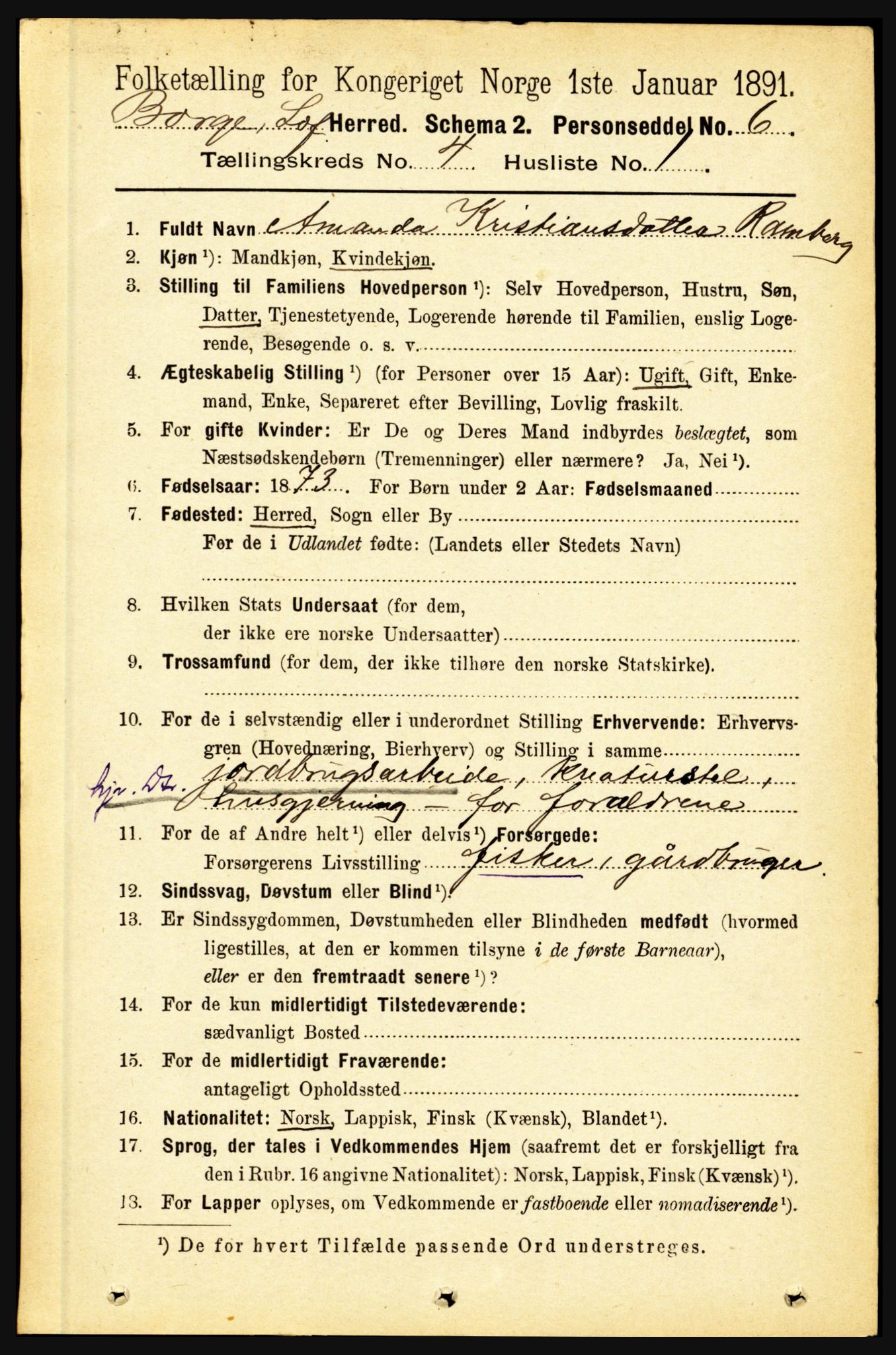 RA, 1891 census for 1862 Borge, 1891, p. 2163