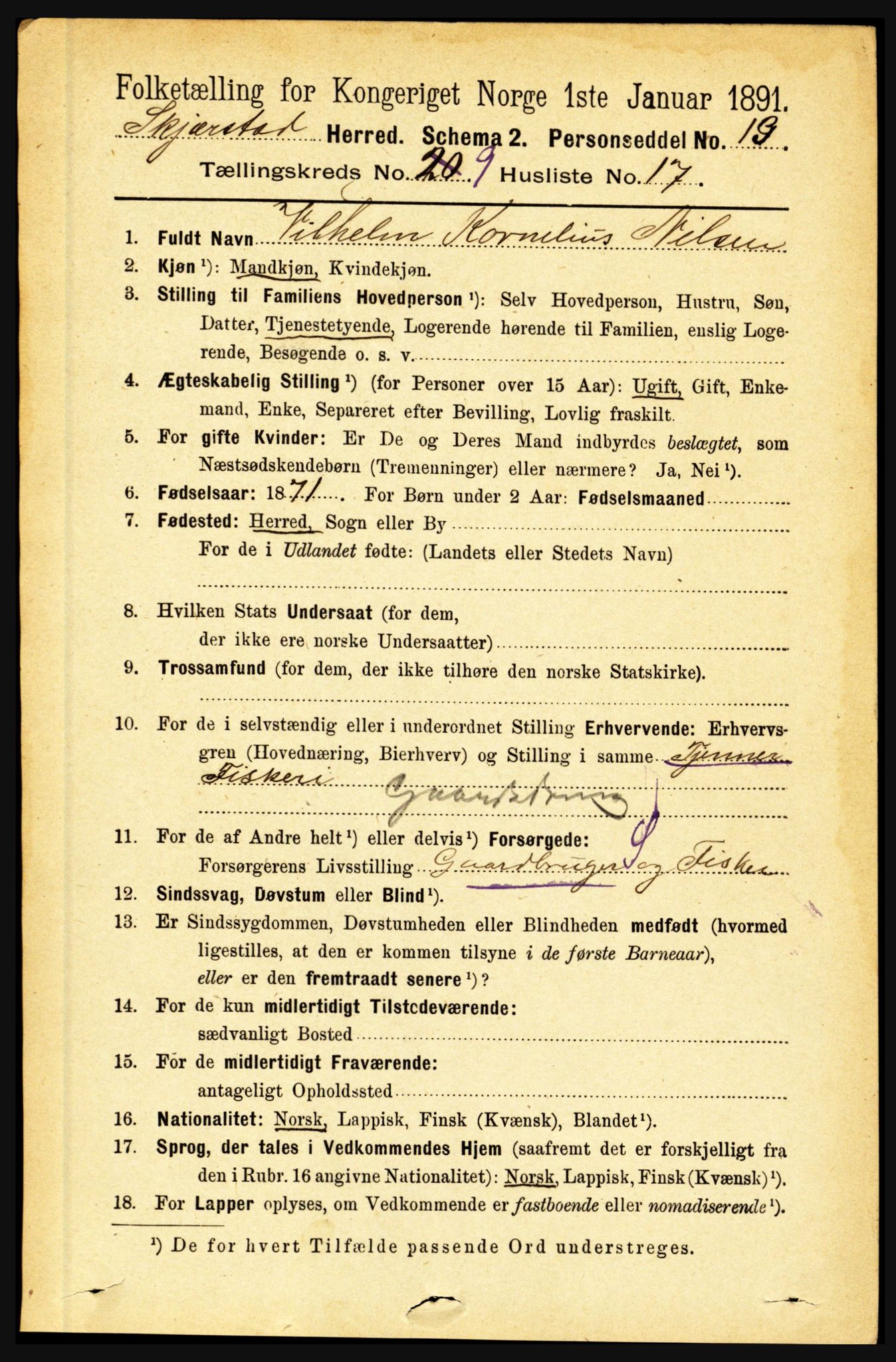 RA, 1891 census for 1842 Skjerstad, 1891, p. 3416