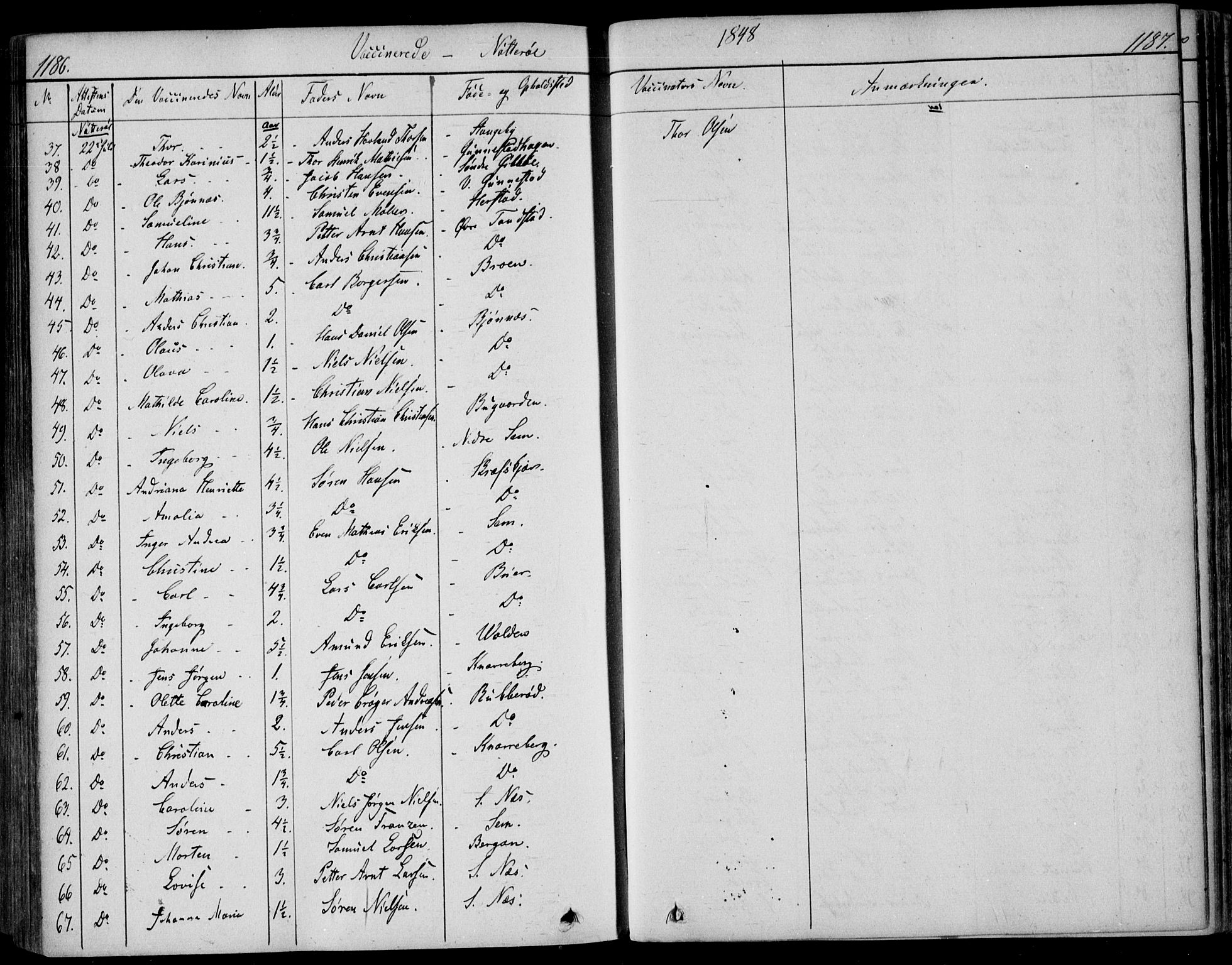 Nøtterøy kirkebøker, AV/SAKO-A-354/F/Fa/L0005: Parish register (official) no. I 5, 1839-1852, p. 1186-1187