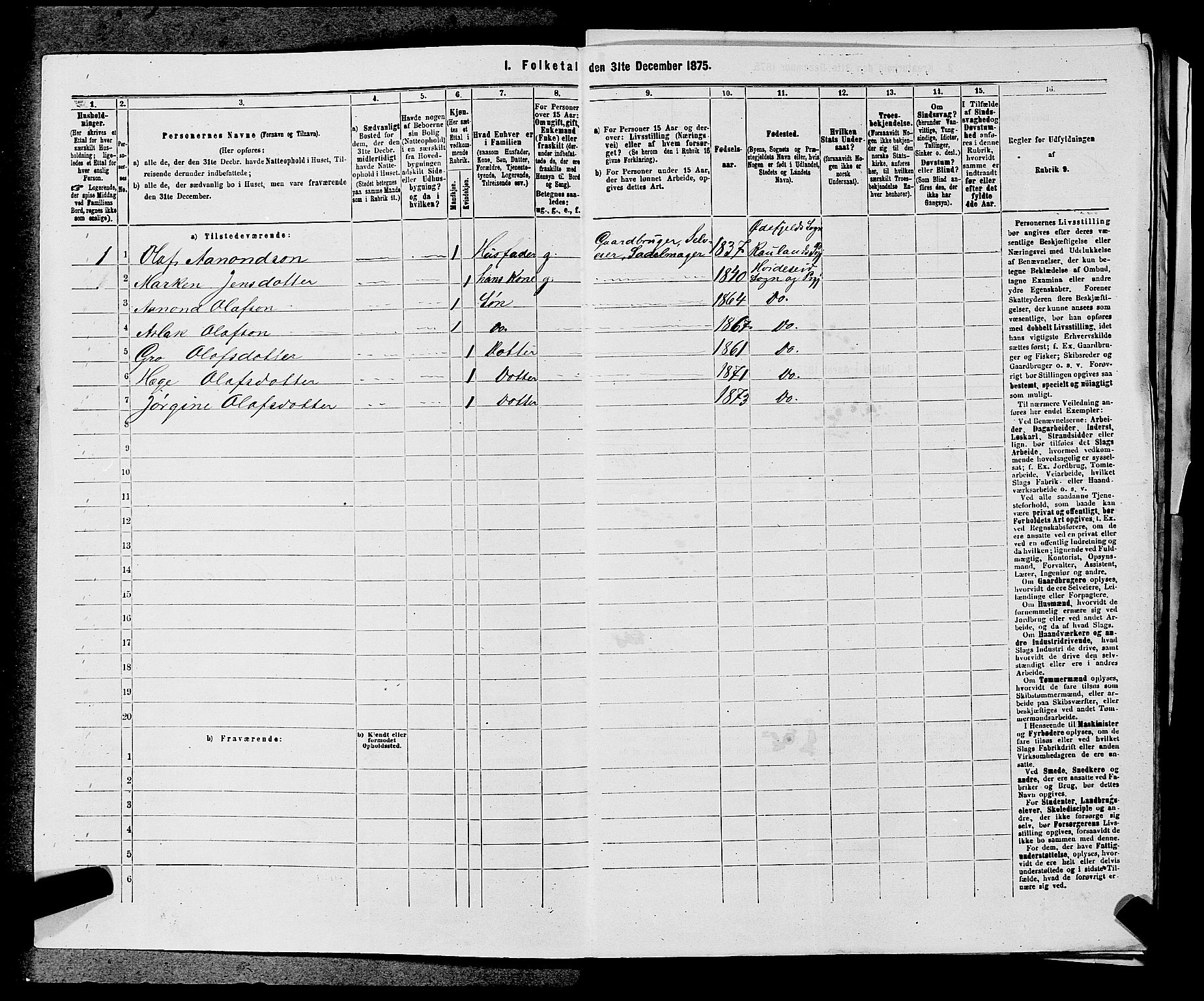 SAKO, 1875 census for 0829P Kviteseid, 1875, p. 382