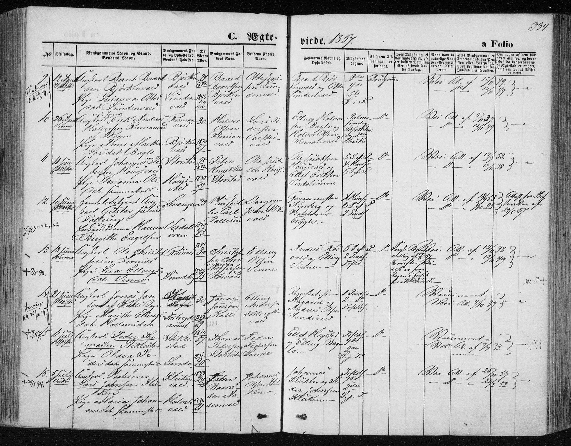 Ministerialprotokoller, klokkerbøker og fødselsregistre - Nord-Trøndelag, SAT/A-1458/723/L0241: Parish register (official) no. 723A10, 1860-1869, p. 334