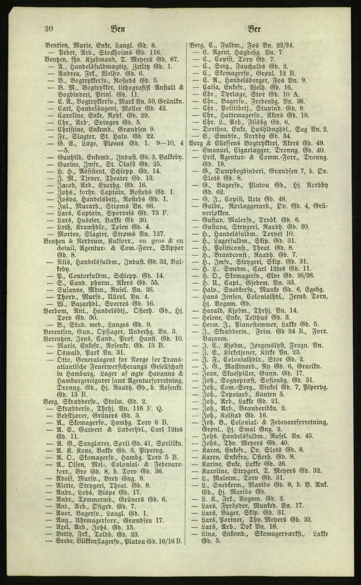 Kristiania/Oslo adressebok, PUBL/-, 1881, p. 20