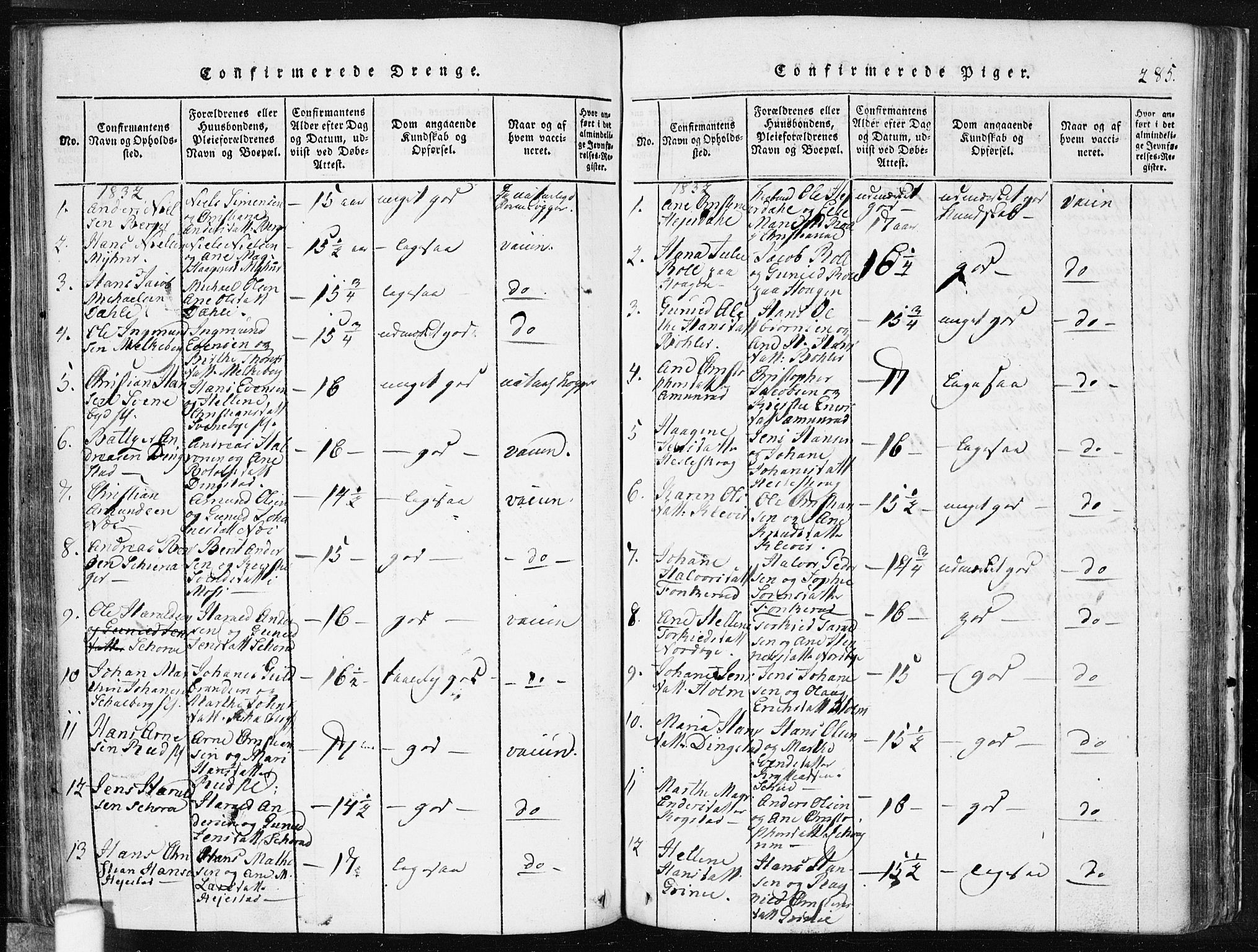 Spydeberg prestekontor Kirkebøker, AV/SAO-A-10924/F/Fa/L0004: Parish register (official) no. I 4, 1814-1841, p. 285