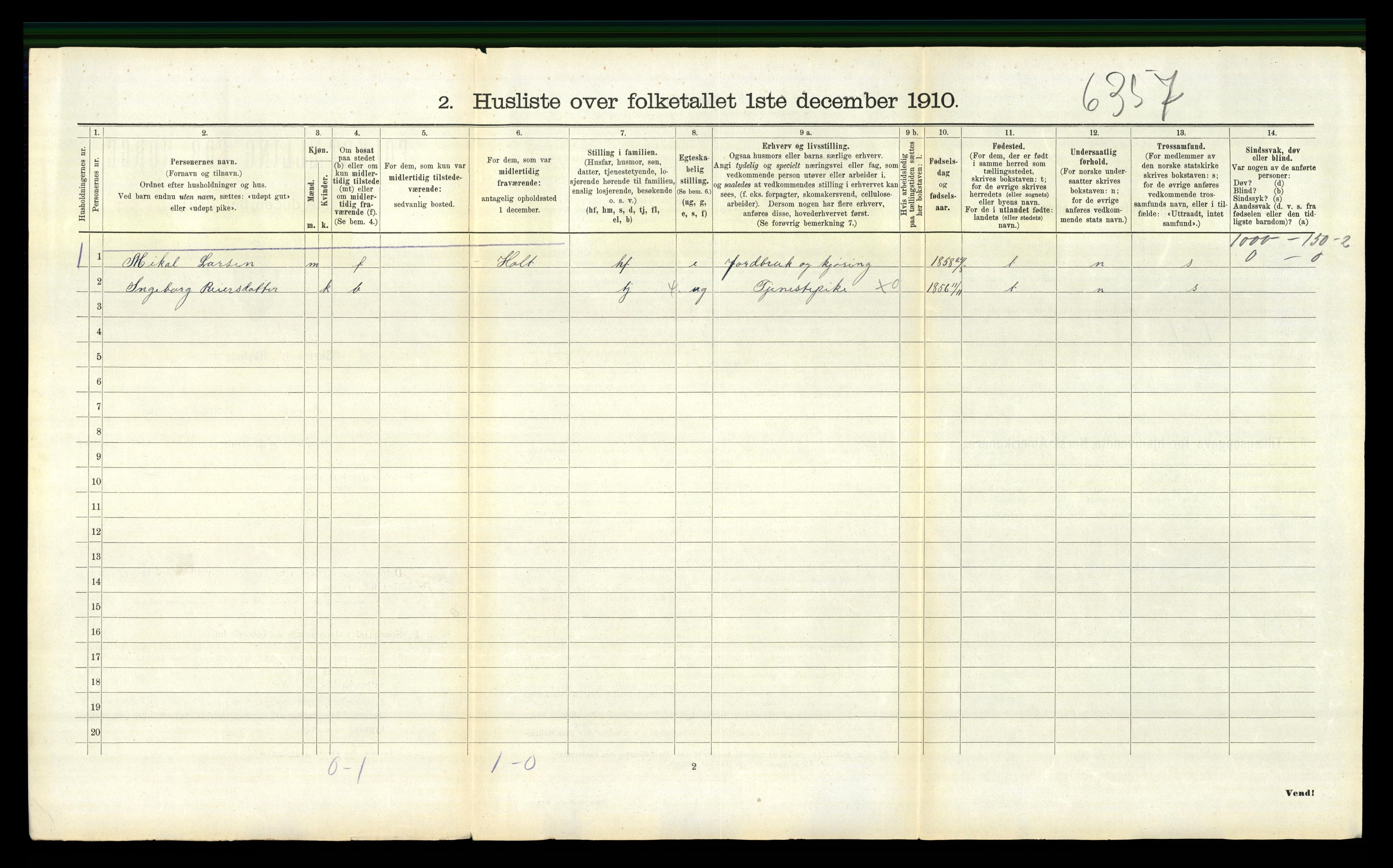 RA, 1910 census for Åmli, 1910, p. 390