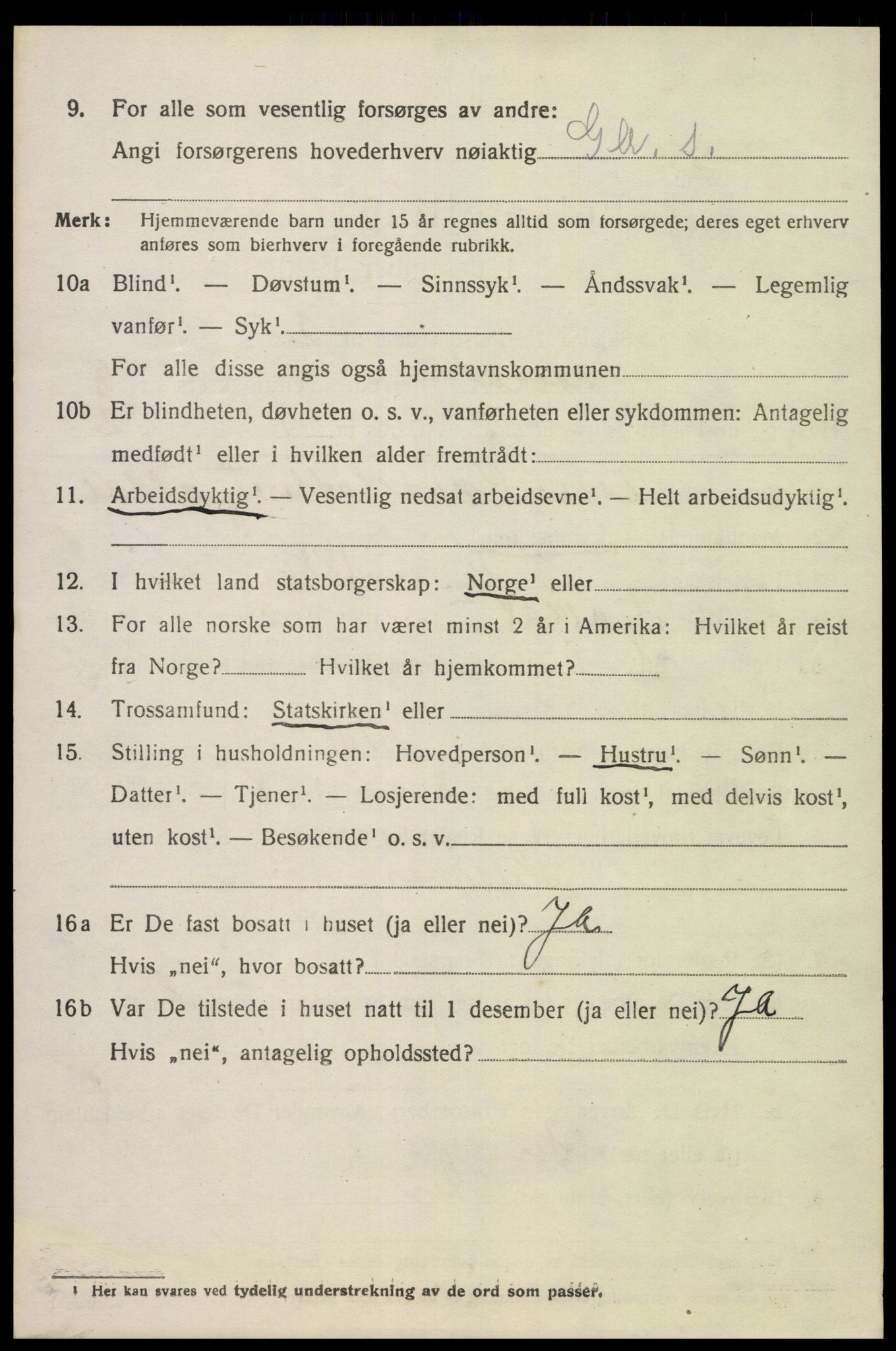SAK, 1920 census for Åseral, 1920, p. 2483