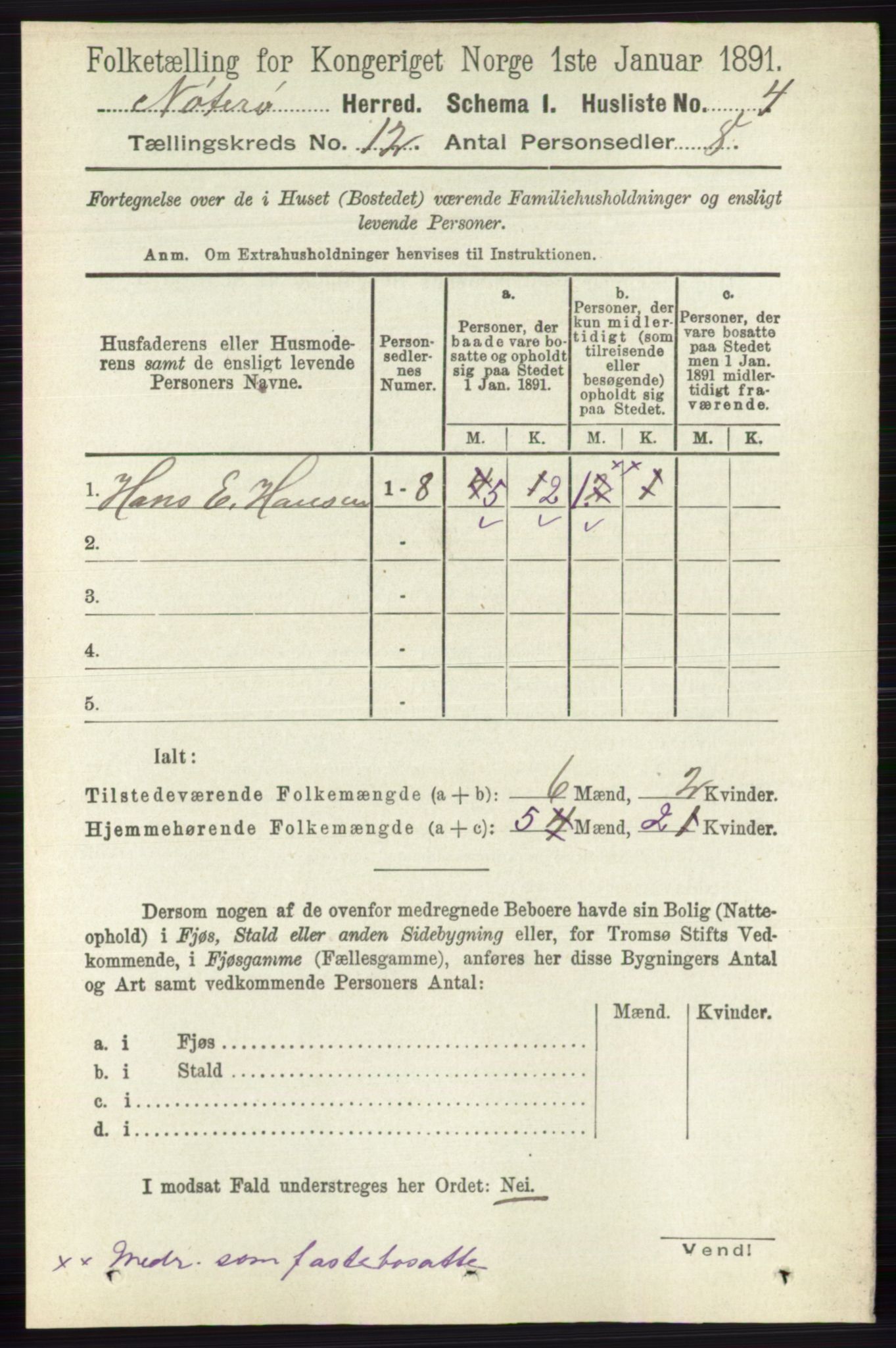 RA, 1891 census for 0722 Nøtterøy, 1891, p. 6281