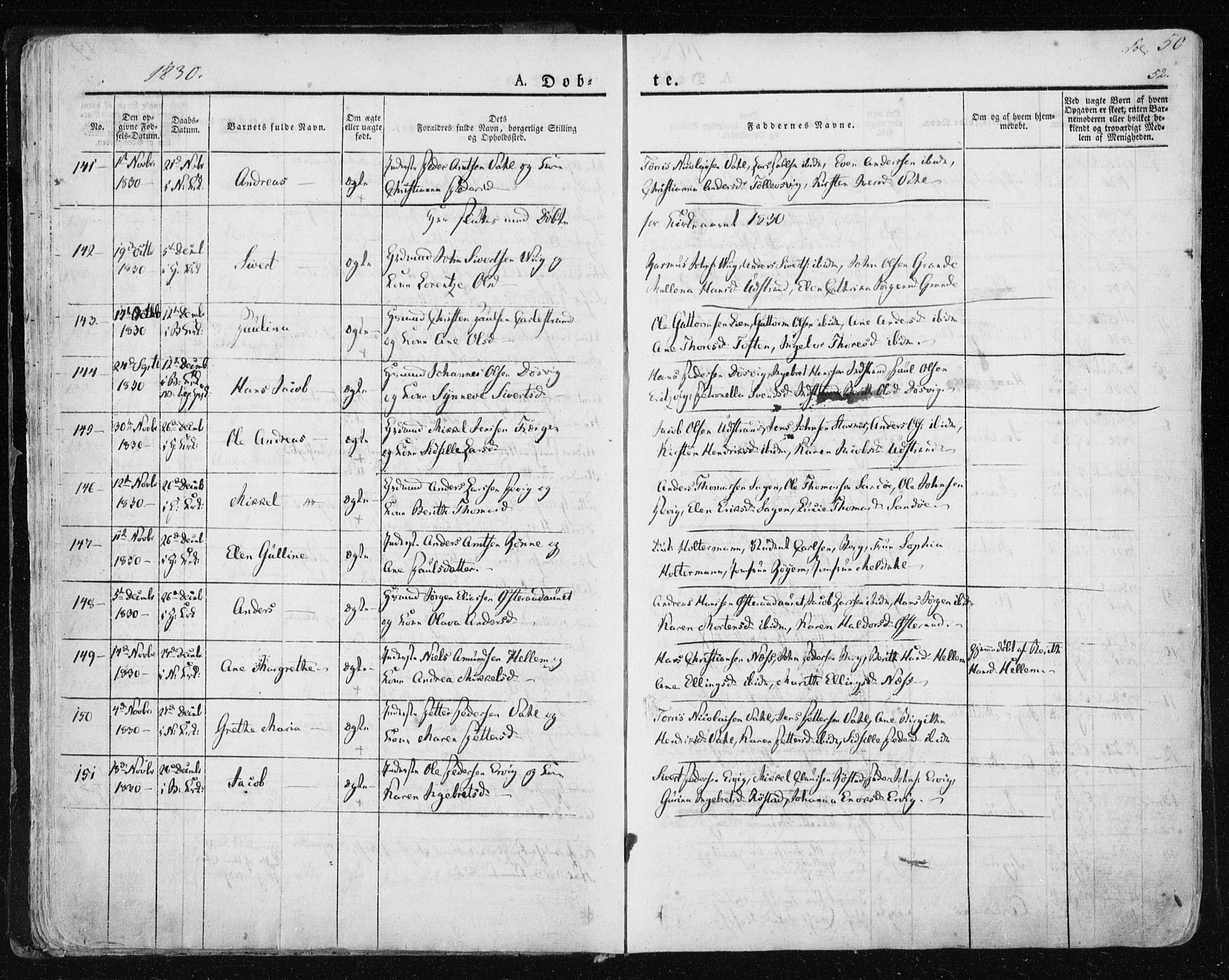 Ministerialprotokoller, klokkerbøker og fødselsregistre - Sør-Trøndelag, SAT/A-1456/659/L0735: Parish register (official) no. 659A05, 1826-1841, p. 50