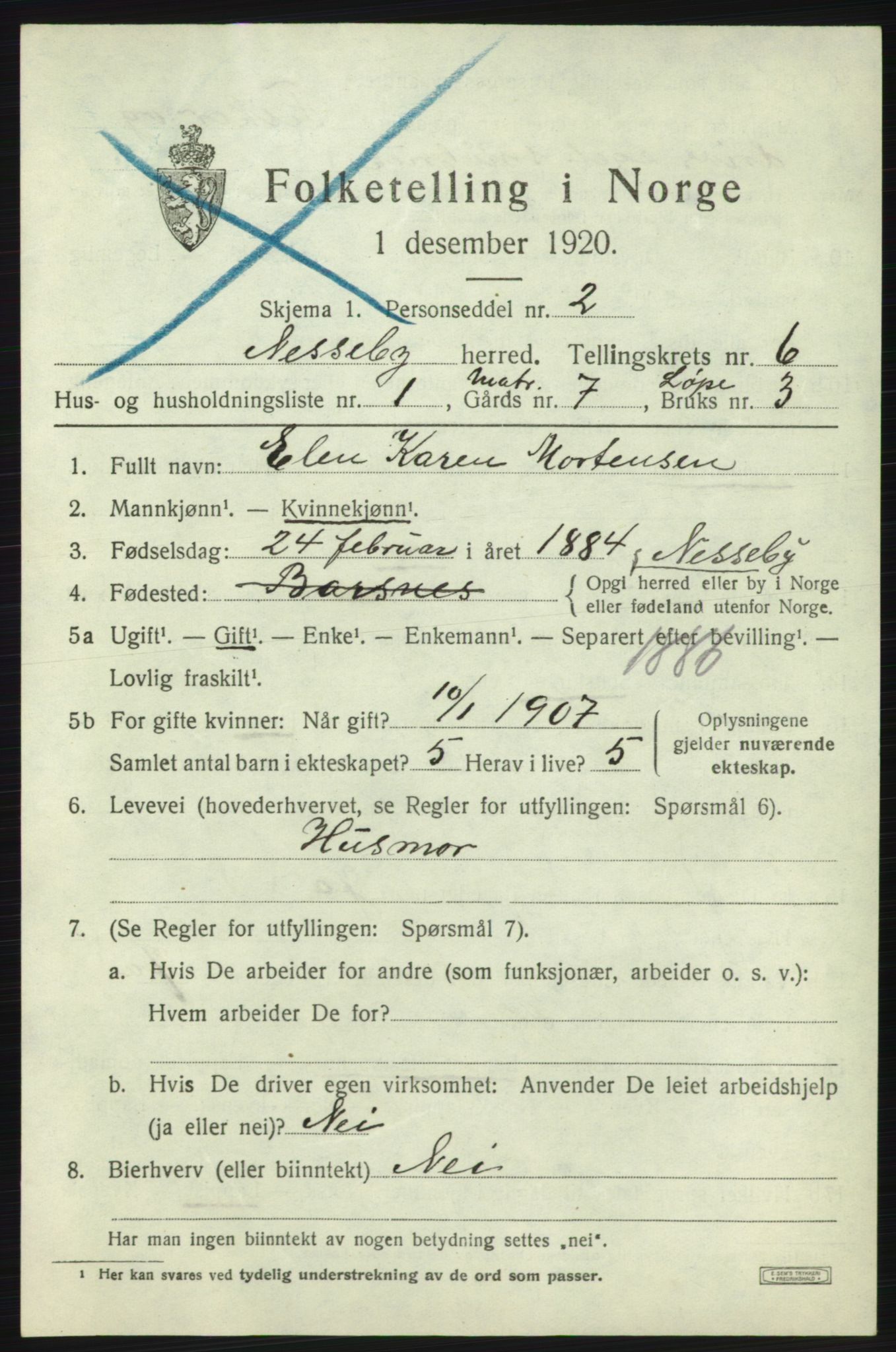 SATØ, 1920 census for Nesseby, 1920, p. 2456