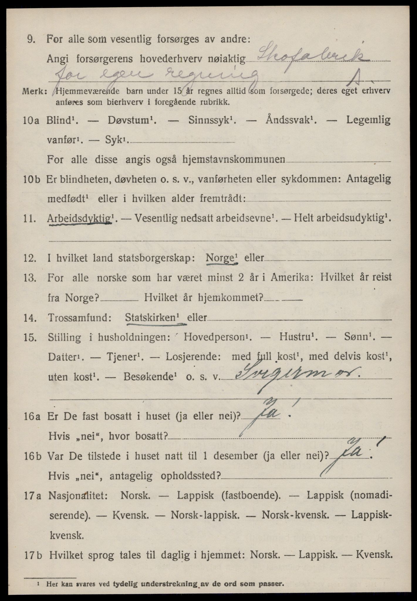 SAT, 1920 census for Hemne, 1920, p. 5339