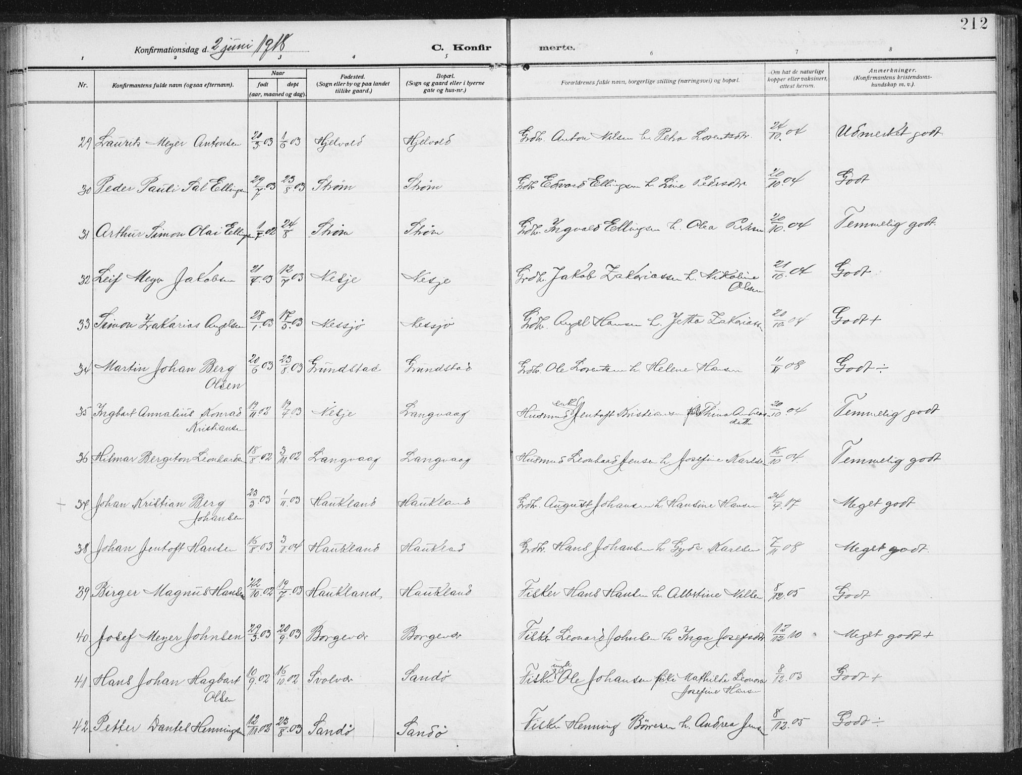 Ministerialprotokoller, klokkerbøker og fødselsregistre - Nordland, AV/SAT-A-1459/880/L1135: Parish register (official) no. 880A09, 1908-1919, p. 212