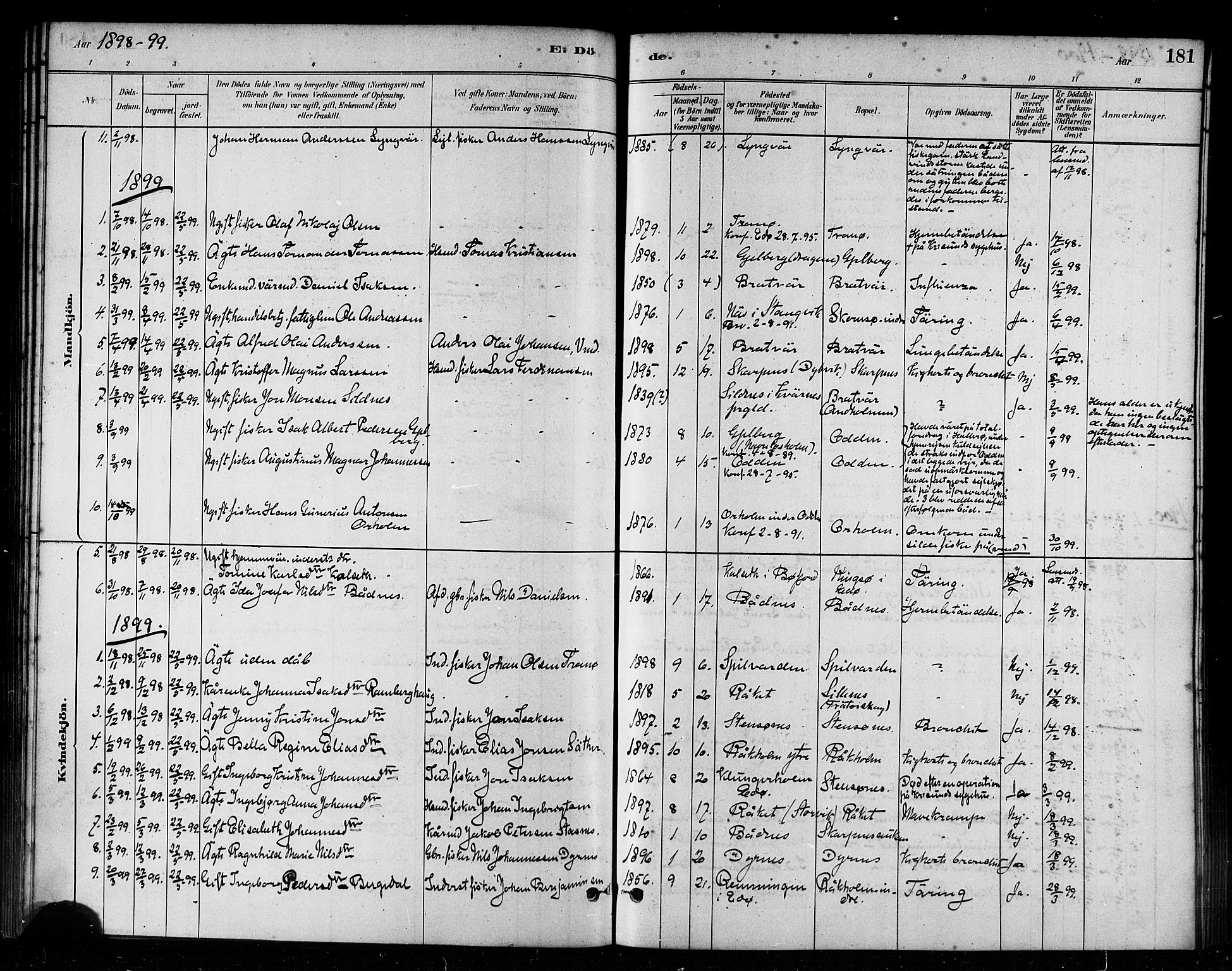 Ministerialprotokoller, klokkerbøker og fødselsregistre - Møre og Romsdal, AV/SAT-A-1454/582/L0947: Parish register (official) no. 582A01, 1880-1900, p. 181