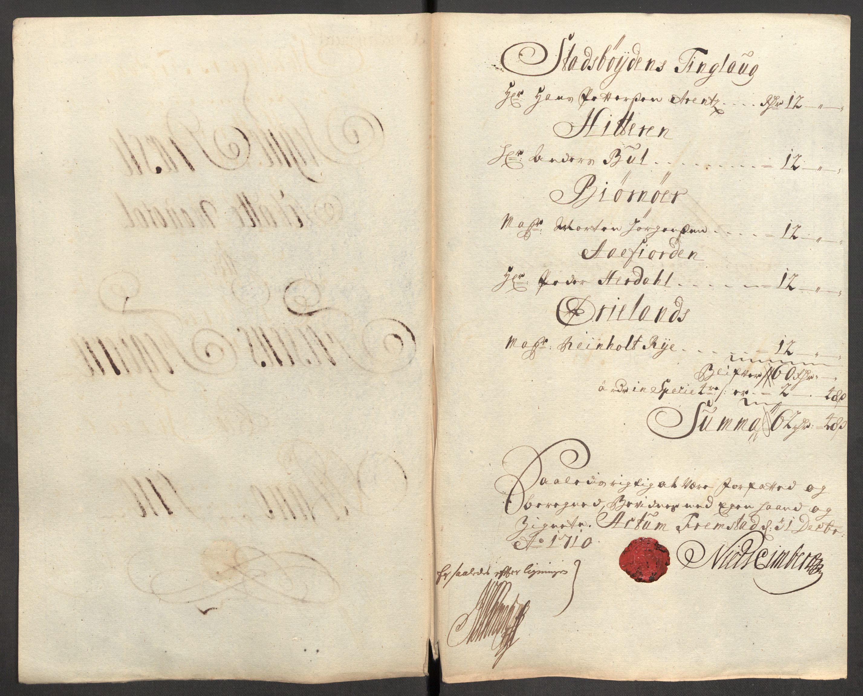 Rentekammeret inntil 1814, Reviderte regnskaper, Fogderegnskap, AV/RA-EA-4092/R57/L3859: Fogderegnskap Fosen, 1710, p. 82