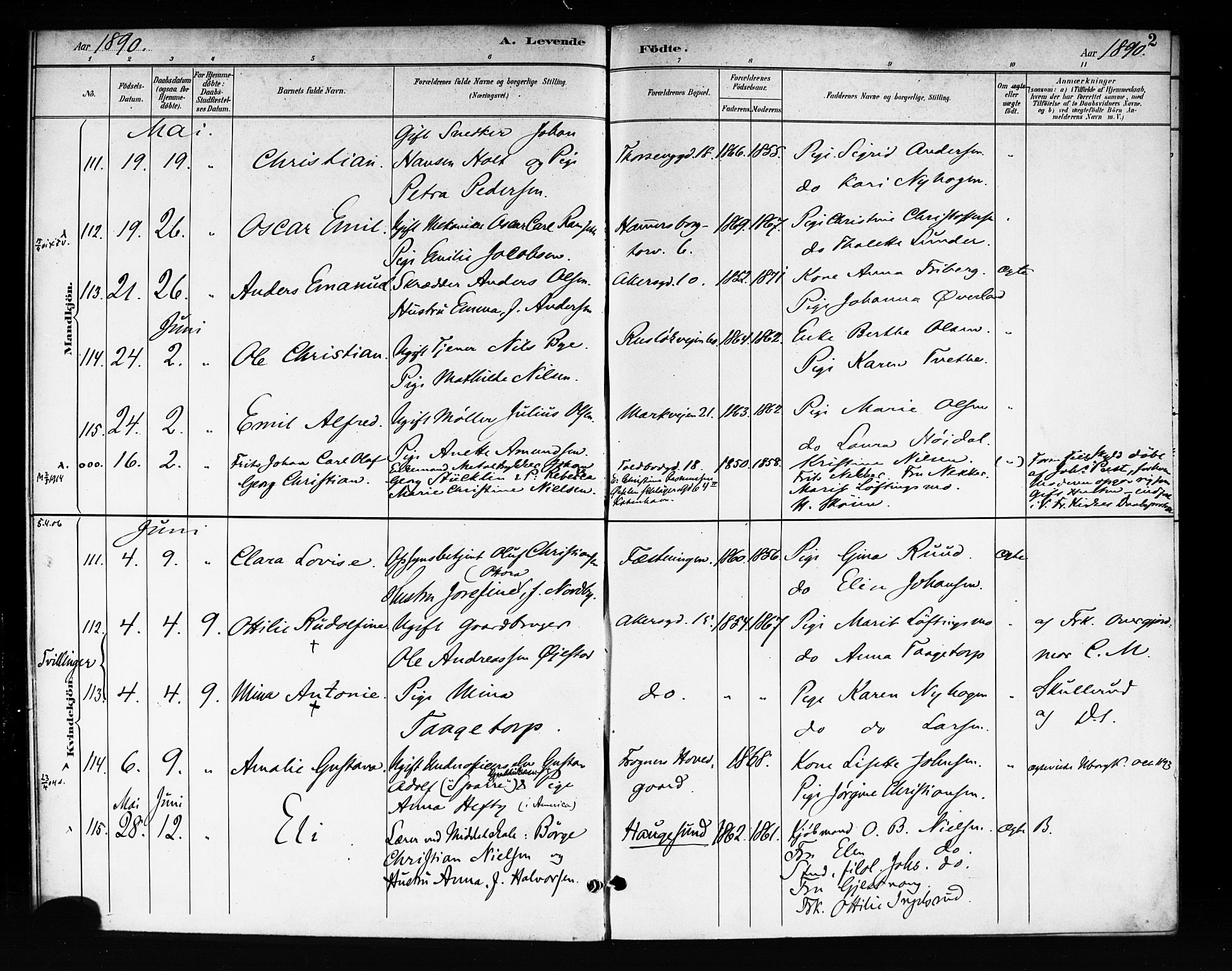 Rikshospitalet prestekontor Kirkebøker, AV/SAO-A-10309b/F/L0008: Parish register (official) no. 8, 1890-1893, p. 2