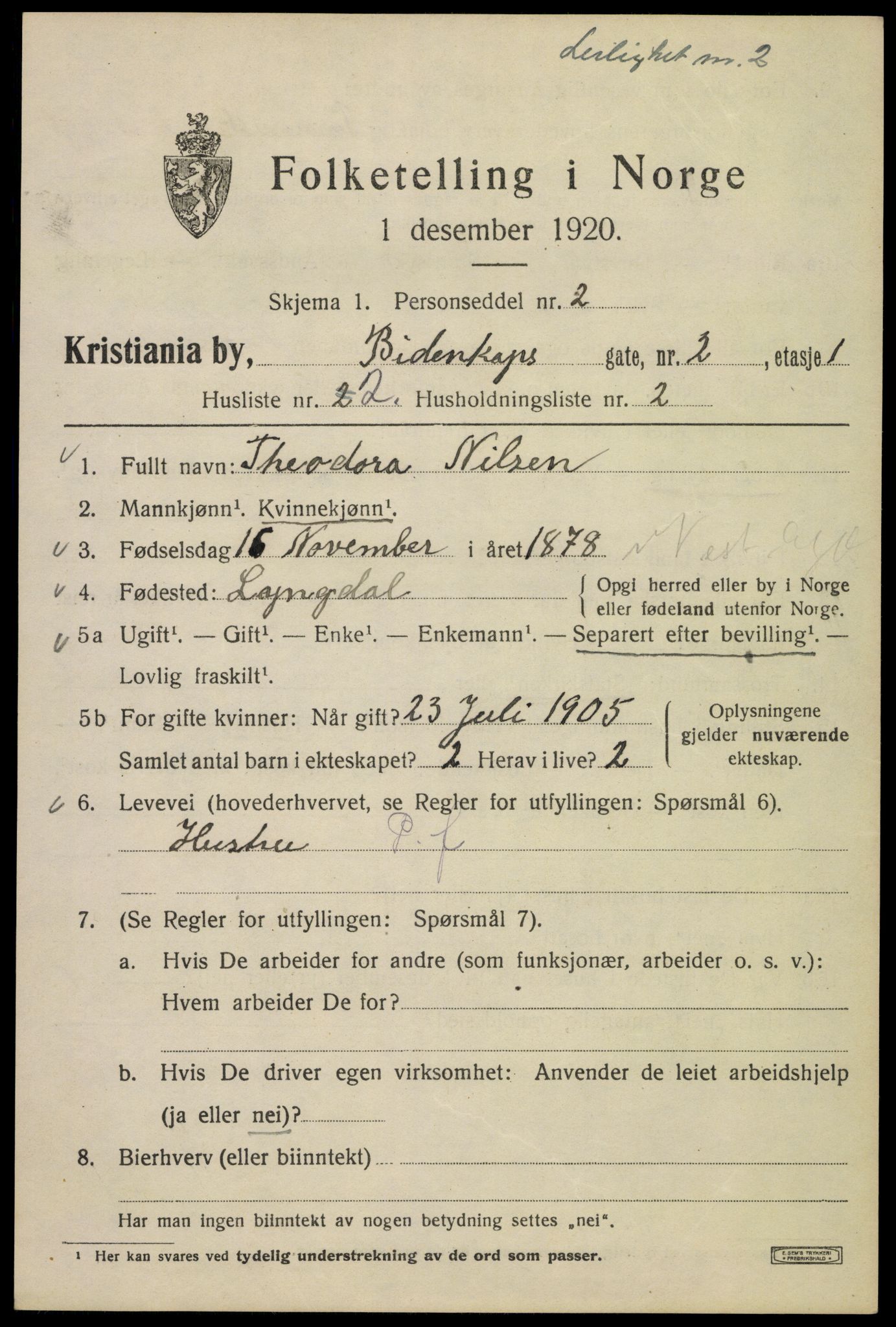 SAO, 1920 census for Kristiania, 1920, p. 155223