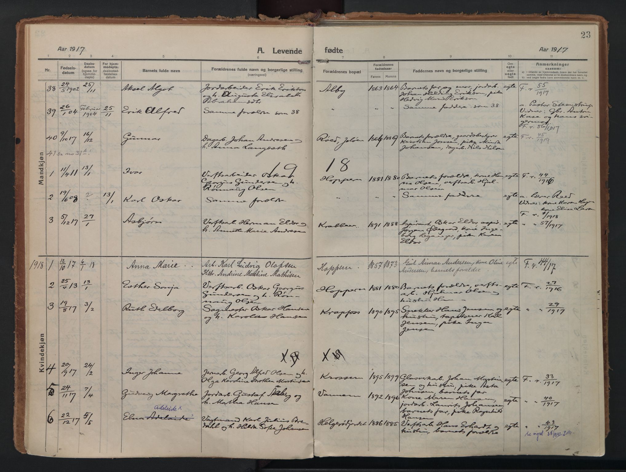 Moss prestekontor Kirkebøker, AV/SAO-A-2003/F/Fc/L0004: Parish register (official) no. III 4, 1915-1929, p. 23