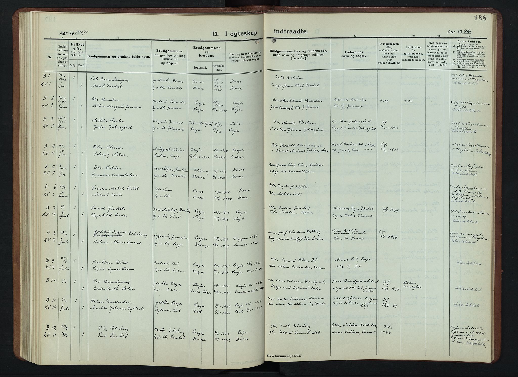Lesja prestekontor, SAH/PREST-068/H/Ha/Hab/L0009: Parish register (copy) no. 9, 1924-1947, p. 138