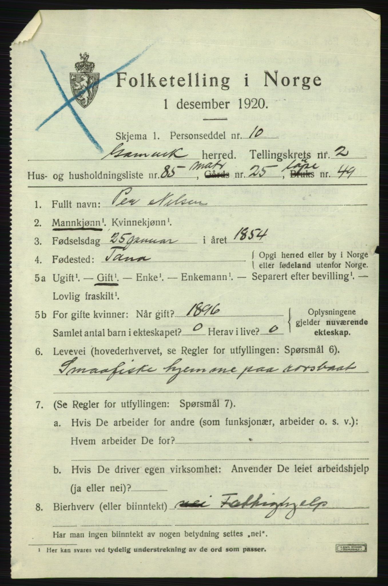 SATØ, 1920 census for Gamvik, 1920, p. 2398