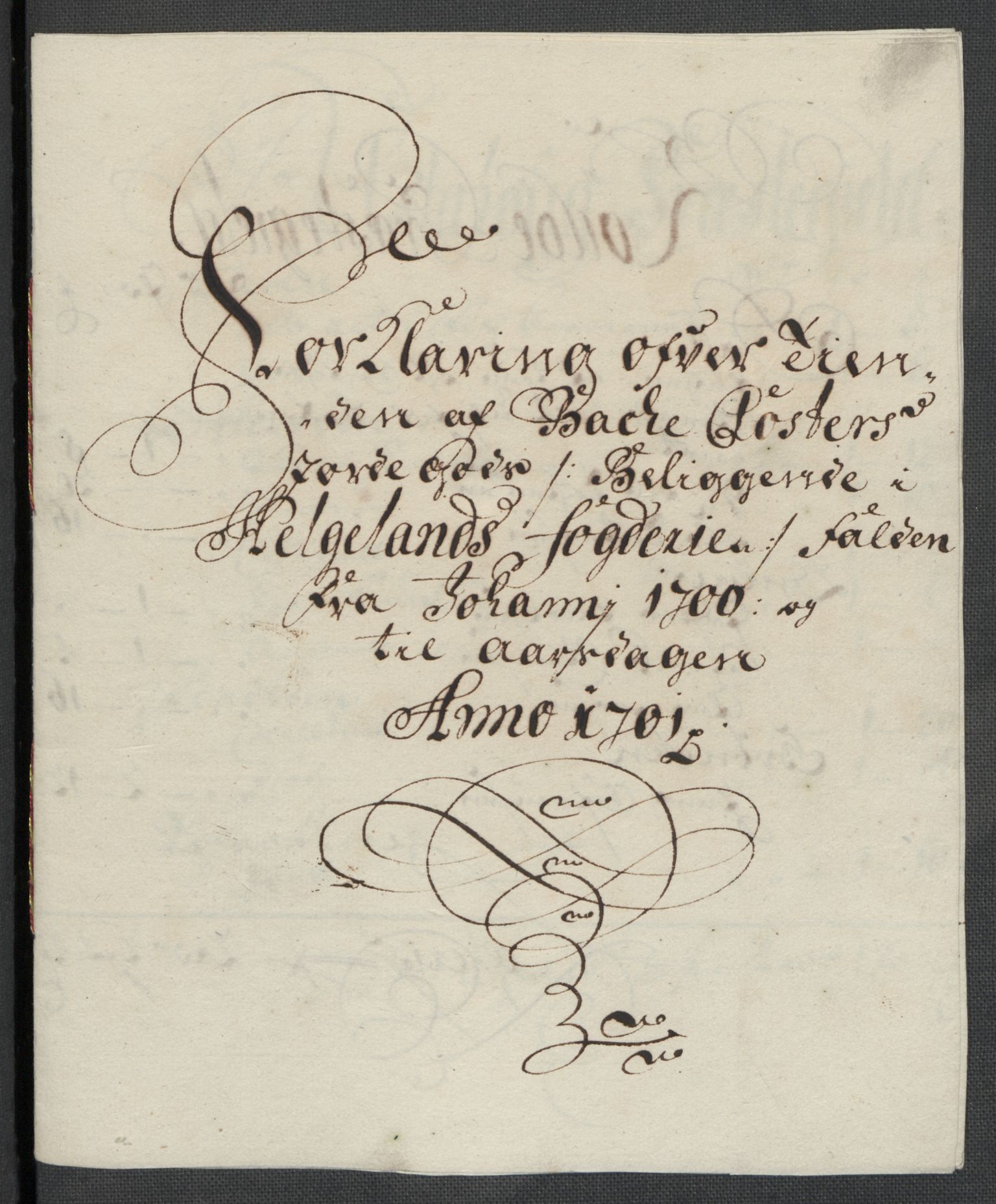 Rentekammeret inntil 1814, Reviderte regnskaper, Fogderegnskap, AV/RA-EA-4092/R65/L4507: Fogderegnskap Helgeland, 1699-1701, p. 286