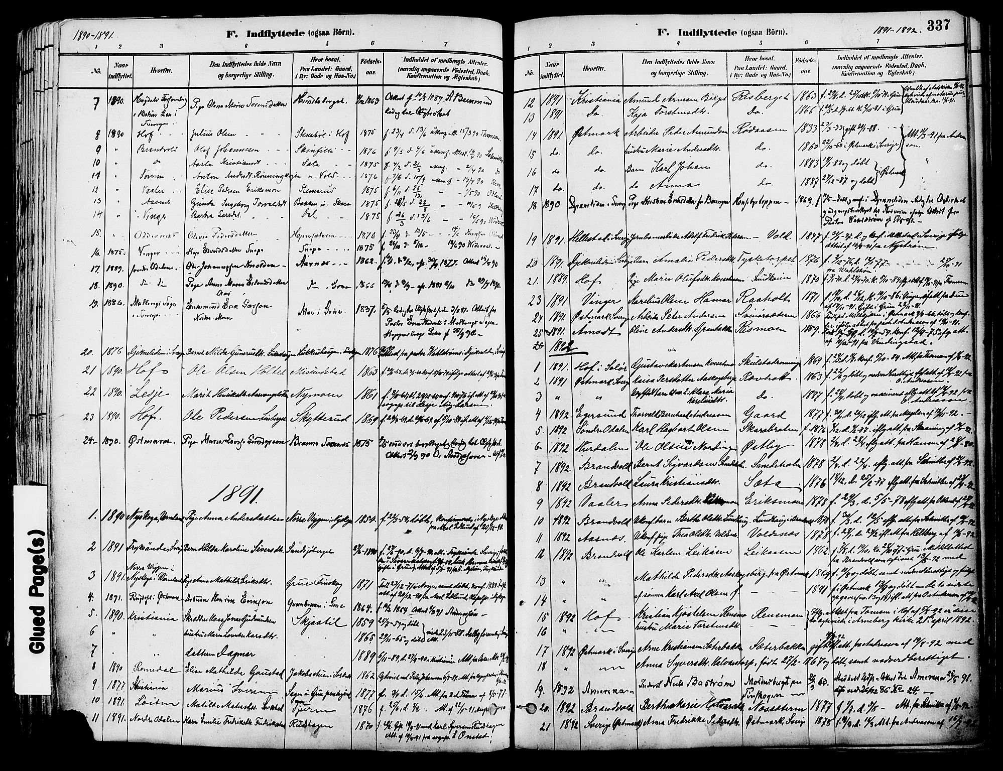 Grue prestekontor, SAH/PREST-036/H/Ha/Haa/L0012: Parish register (official) no. 12, 1881-1897, p. 337