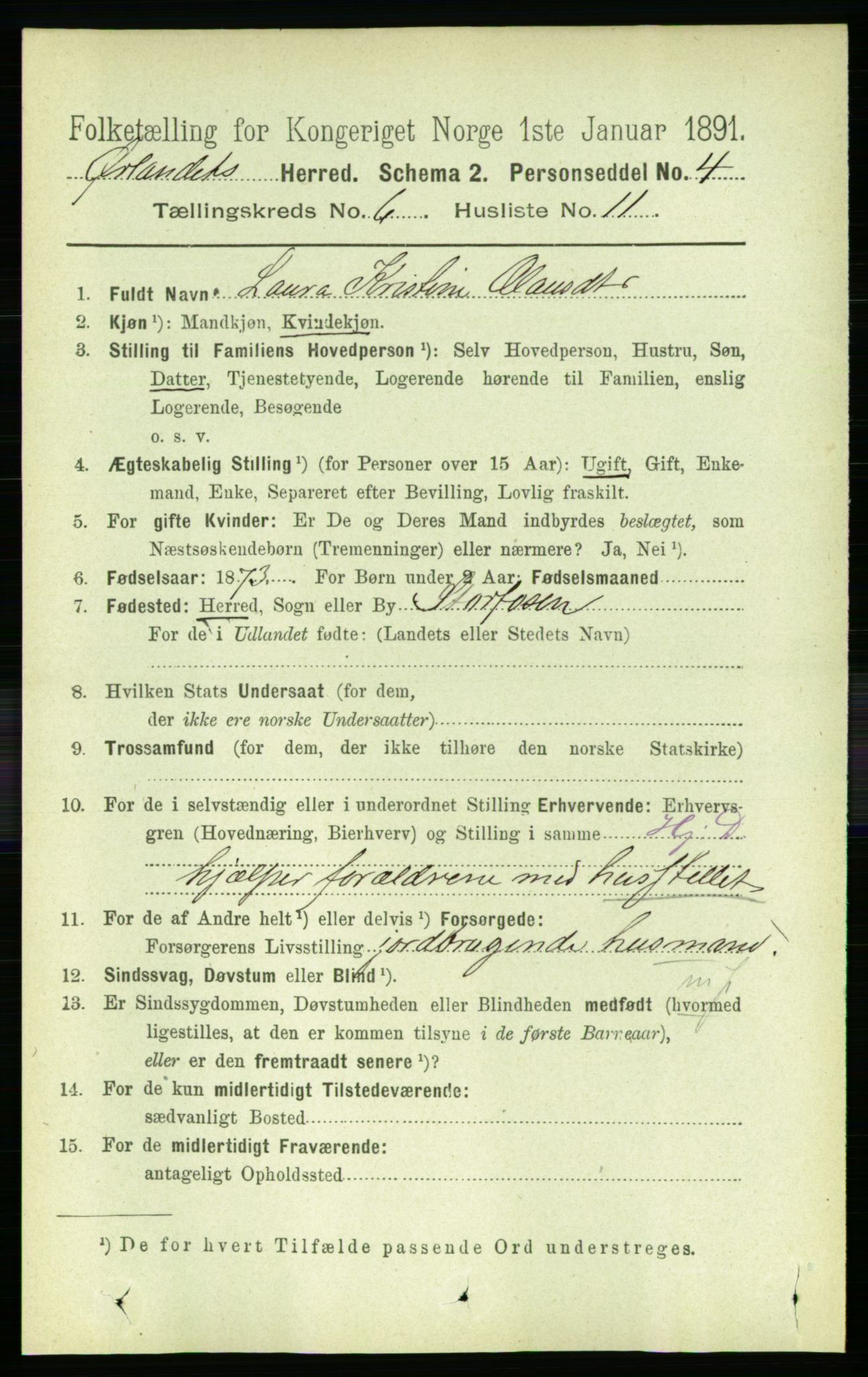 RA, 1891 census for 1621 Ørland, 1891, p. 1915