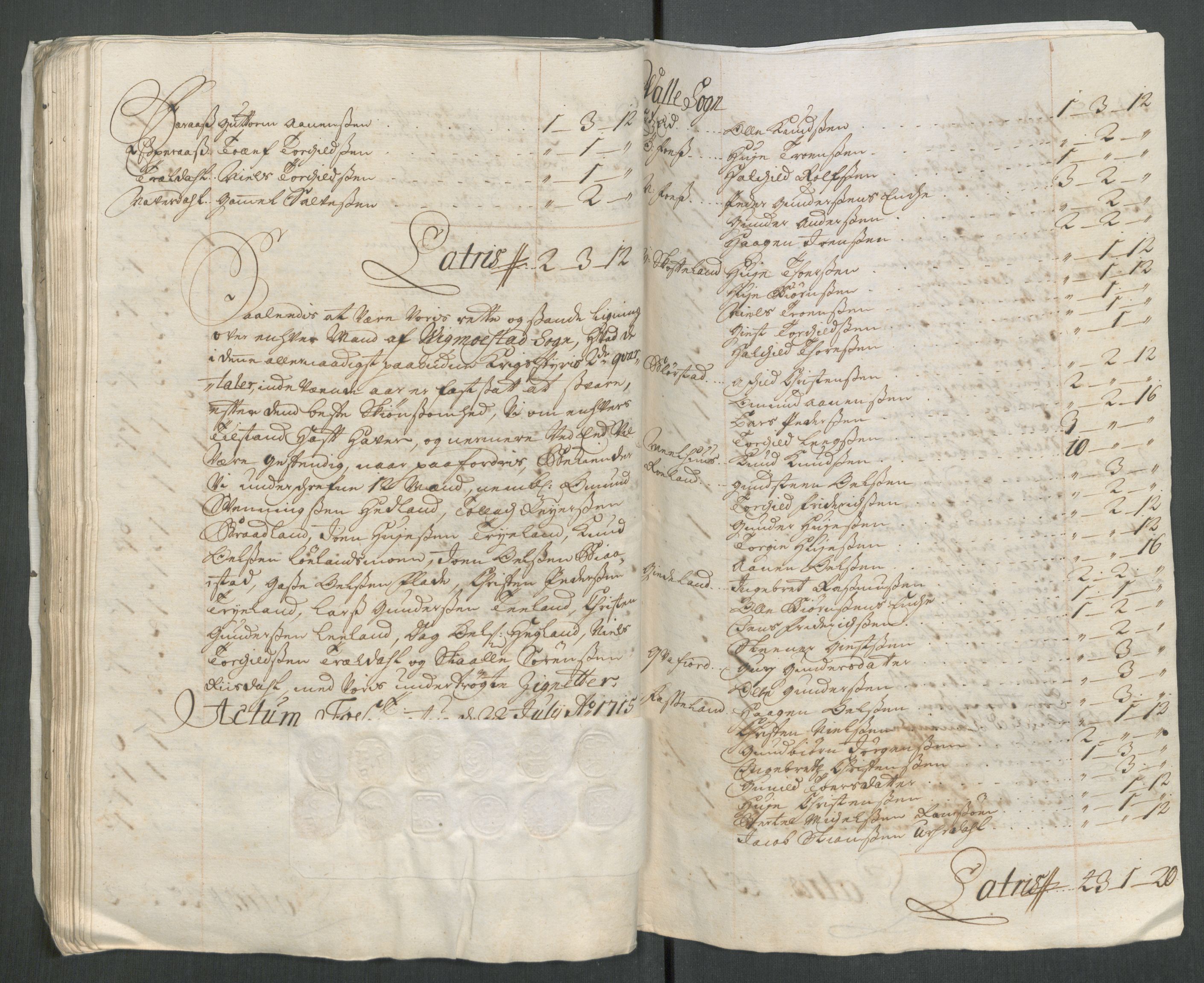 Rentekammeret inntil 1814, Reviderte regnskaper, Fogderegnskap, AV/RA-EA-4092/R43/L2559: Fogderegnskap Lista og Mandal, 1715, p. 125