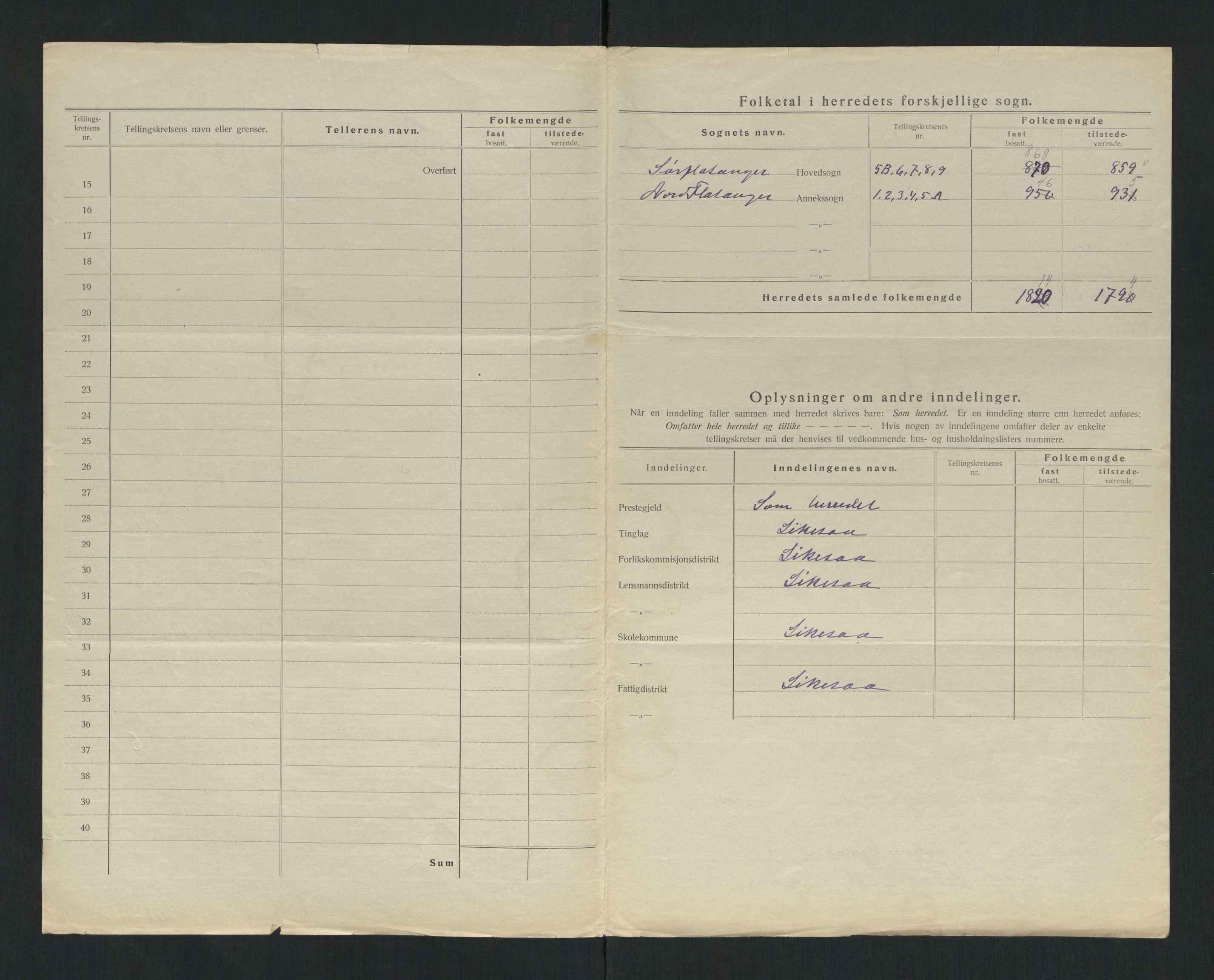 SAT, 1920 census for Flatanger, 1920, p. 12