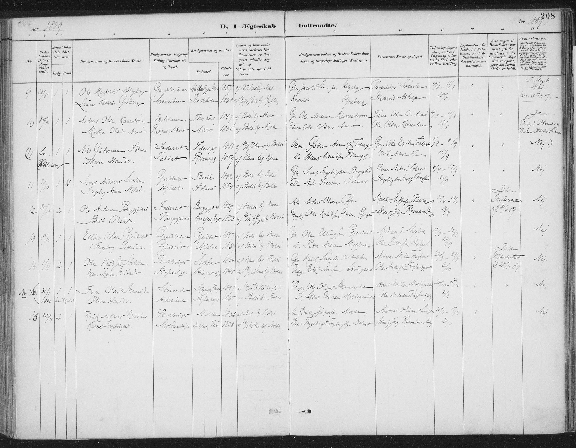 Ministerialprotokoller, klokkerbøker og fødselsregistre - Møre og Romsdal, SAT/A-1454/555/L0658: Parish register (official) no. 555A09, 1887-1917, p. 208