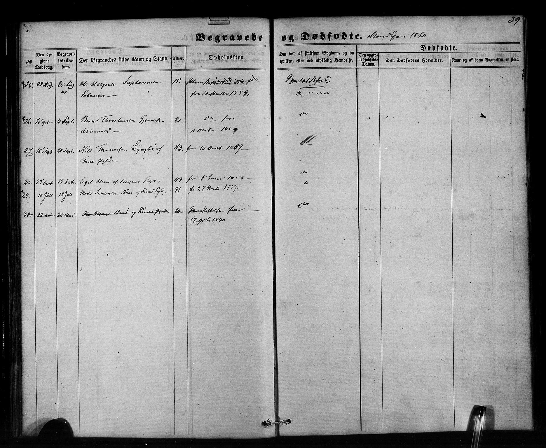 Pleiestiftelsen nr. 1 for spedalske sokneprestembete*, SAB/-: Parish register (official) no. A 1, 1859-1886, p. 39