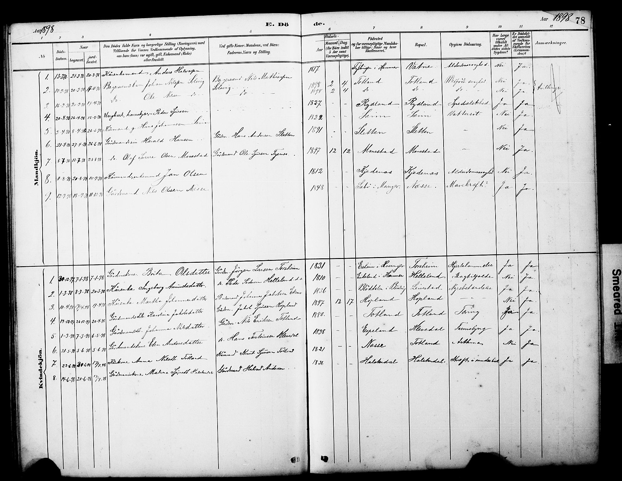 Alversund Sokneprestembete, SAB/A-73901/H/Ha/Hab: Parish register (copy) no. D 3, 1890-1908, p. 78