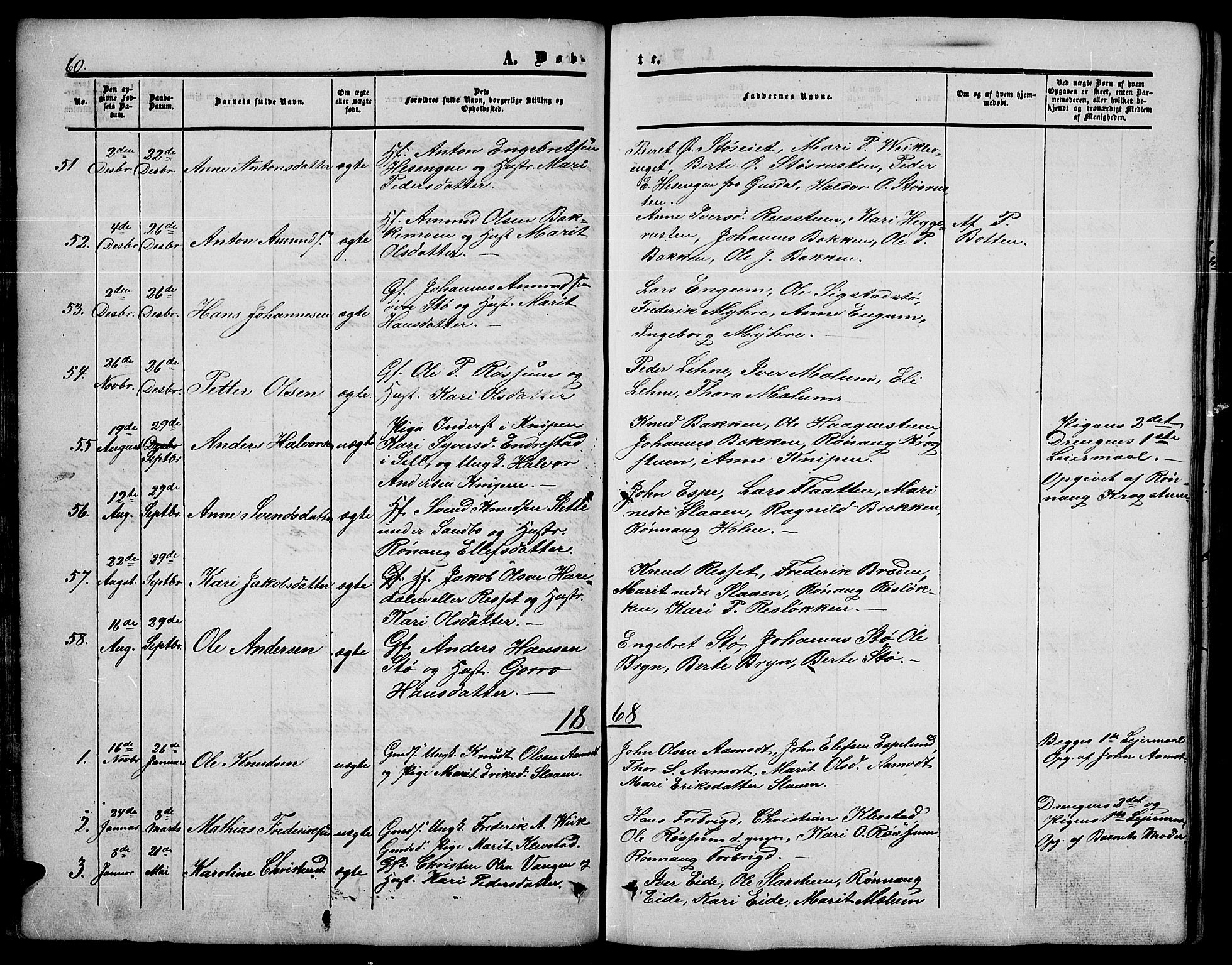 Nord-Fron prestekontor, SAH/PREST-080/H/Ha/Hab/L0003: Parish register (copy) no. 3, 1851-1886, p. 60