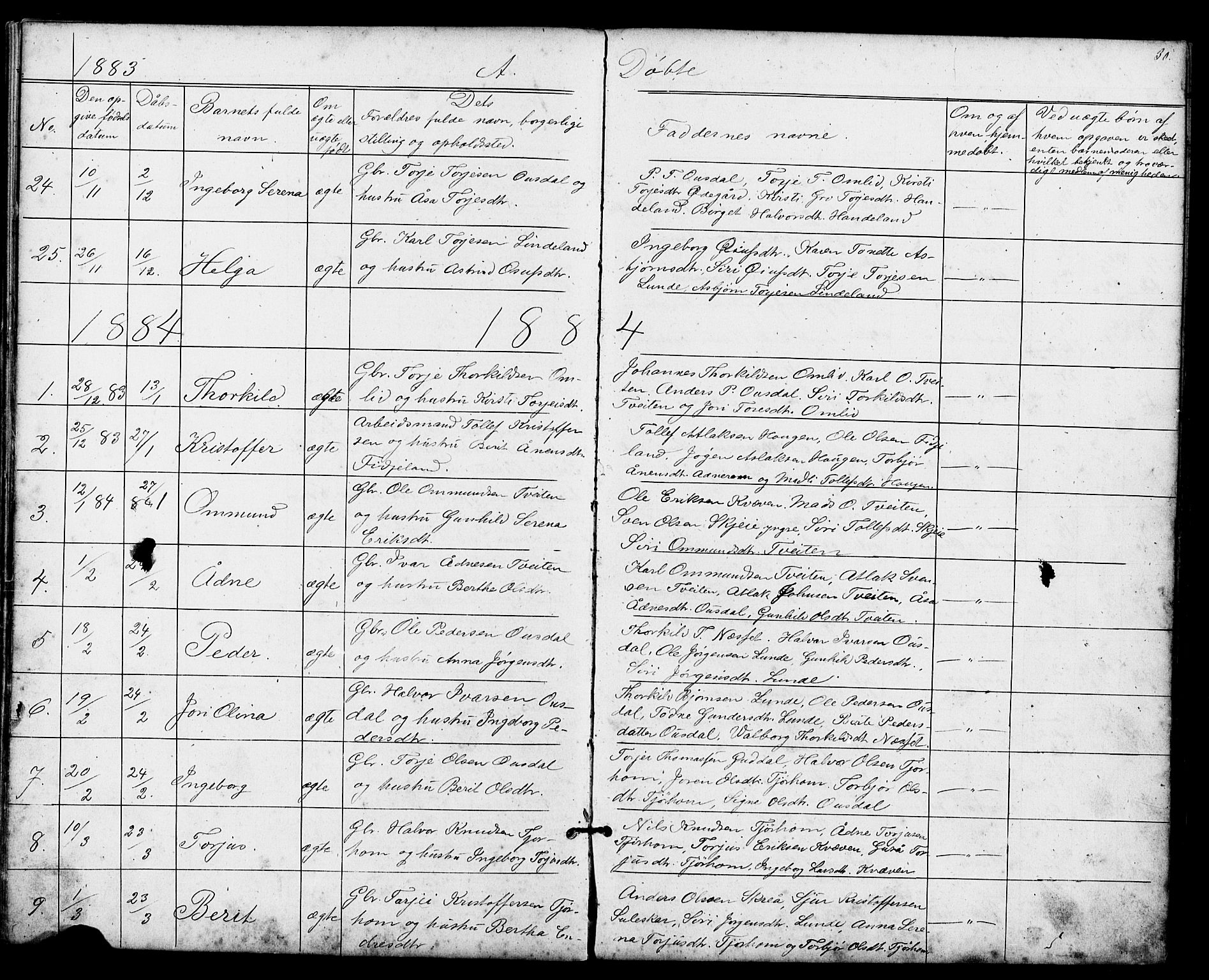 Sirdal sokneprestkontor, SAK/1111-0036/F/Fb/Fba/L0001: Parish register (copy) no. B 1, 1872-1905, p. 30