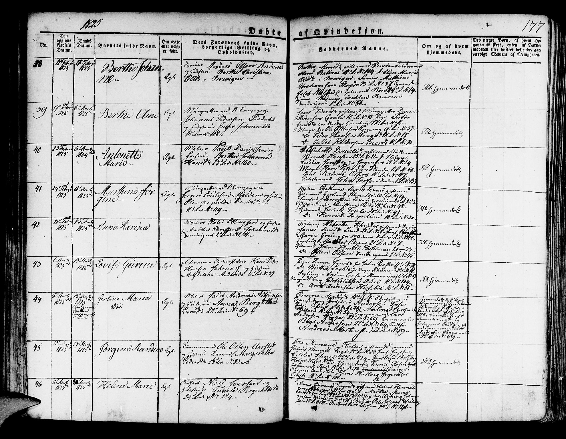 Korskirken sokneprestembete, AV/SAB-A-76101/H/Haa/L0014: Parish register (official) no. A 14, 1823-1835, p. 177