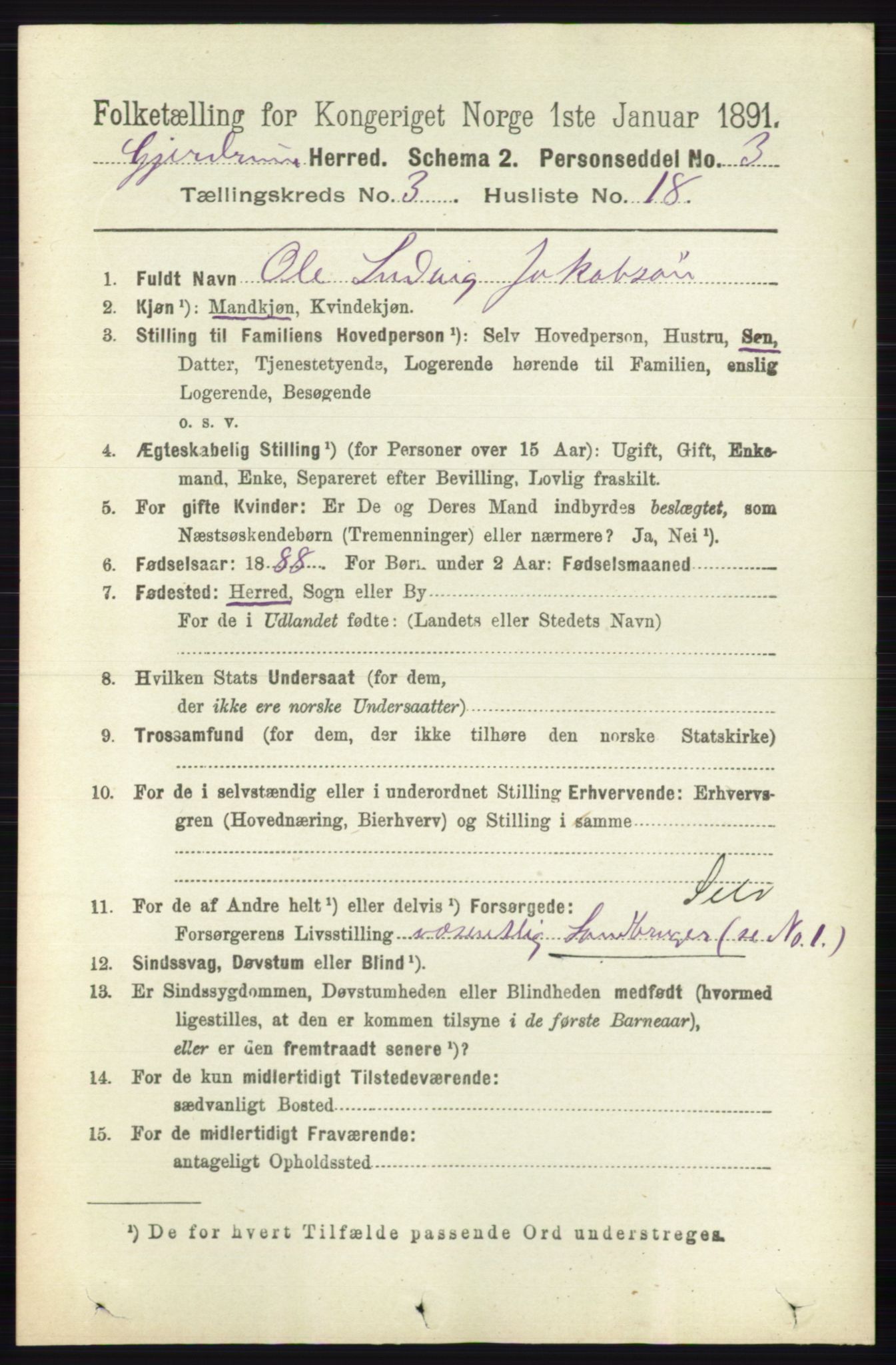 RA, 1891 census for 0234 Gjerdrum, 1891, p. 1355