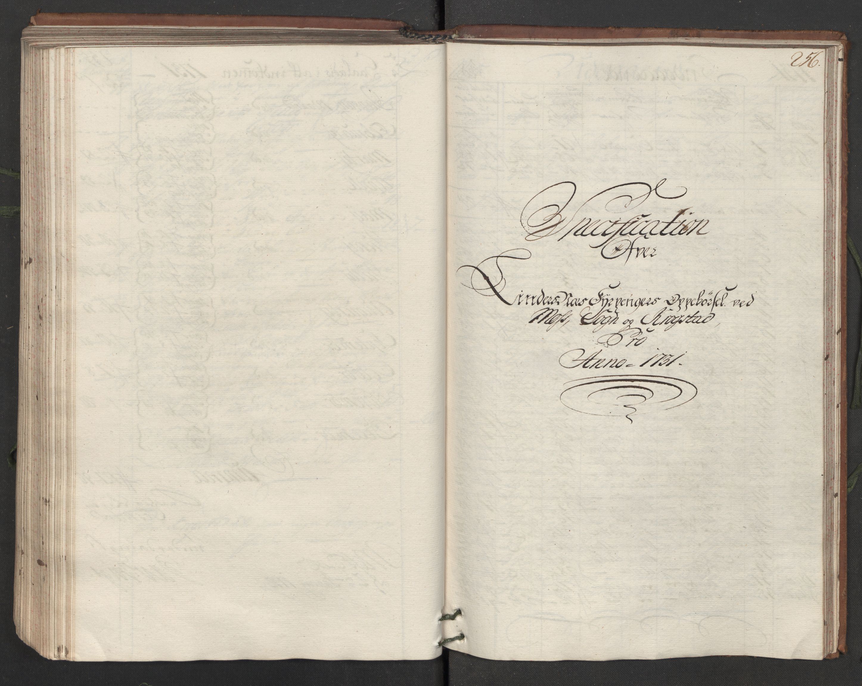 Generaltollkammeret, tollregnskaper, RA/EA-5490/R05/L0012/0001: Tollregnskaper Moss, Son, Krokstad / Hovedtollbok, 1731, p. 255b-256a