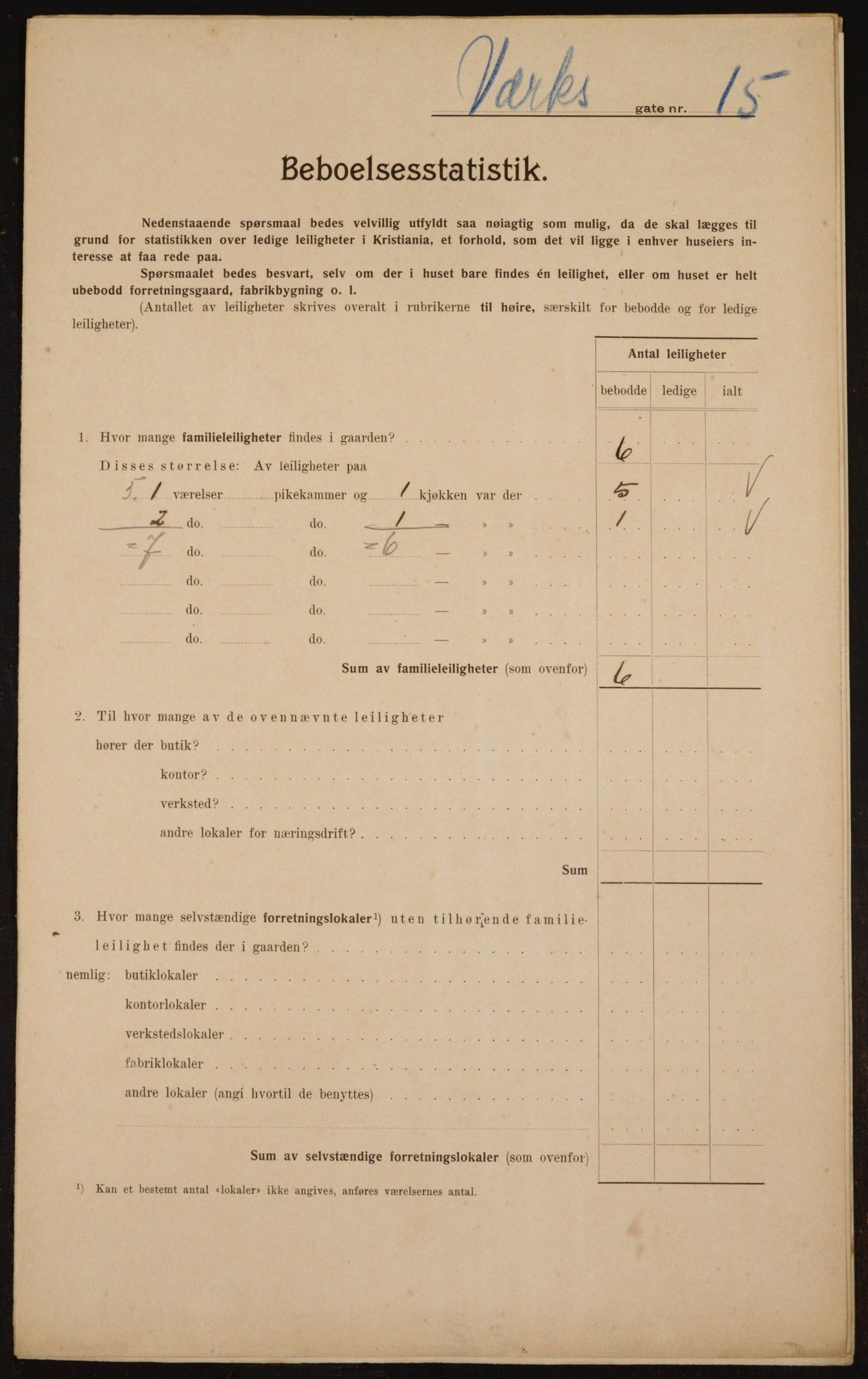 OBA, Municipal Census 1910 for Kristiania, 1910, p. 115626