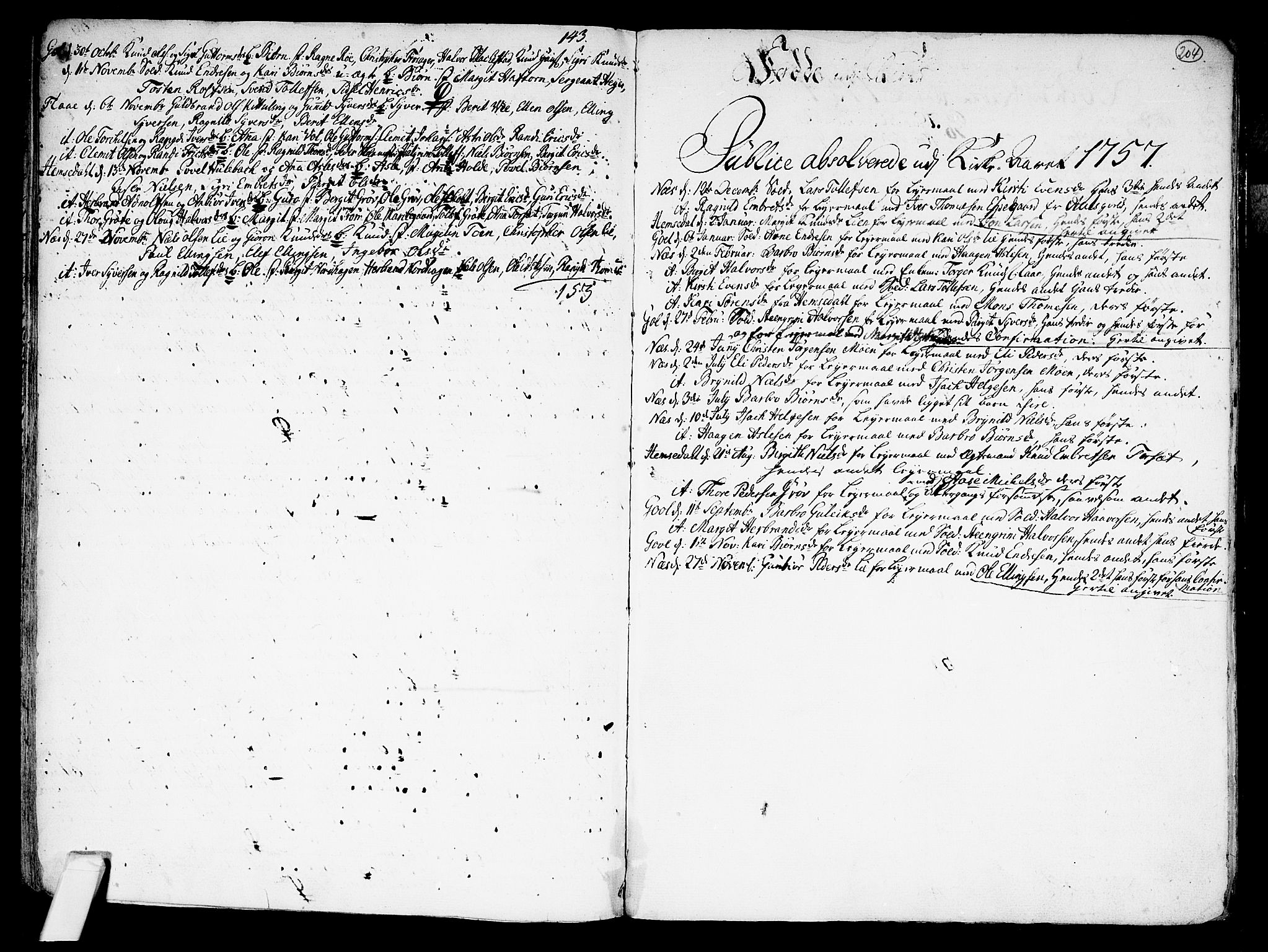 Nes kirkebøker, SAKO/A-236/F/Fa/L0002: Parish register (official) no. 2, 1707-1759, p. 204