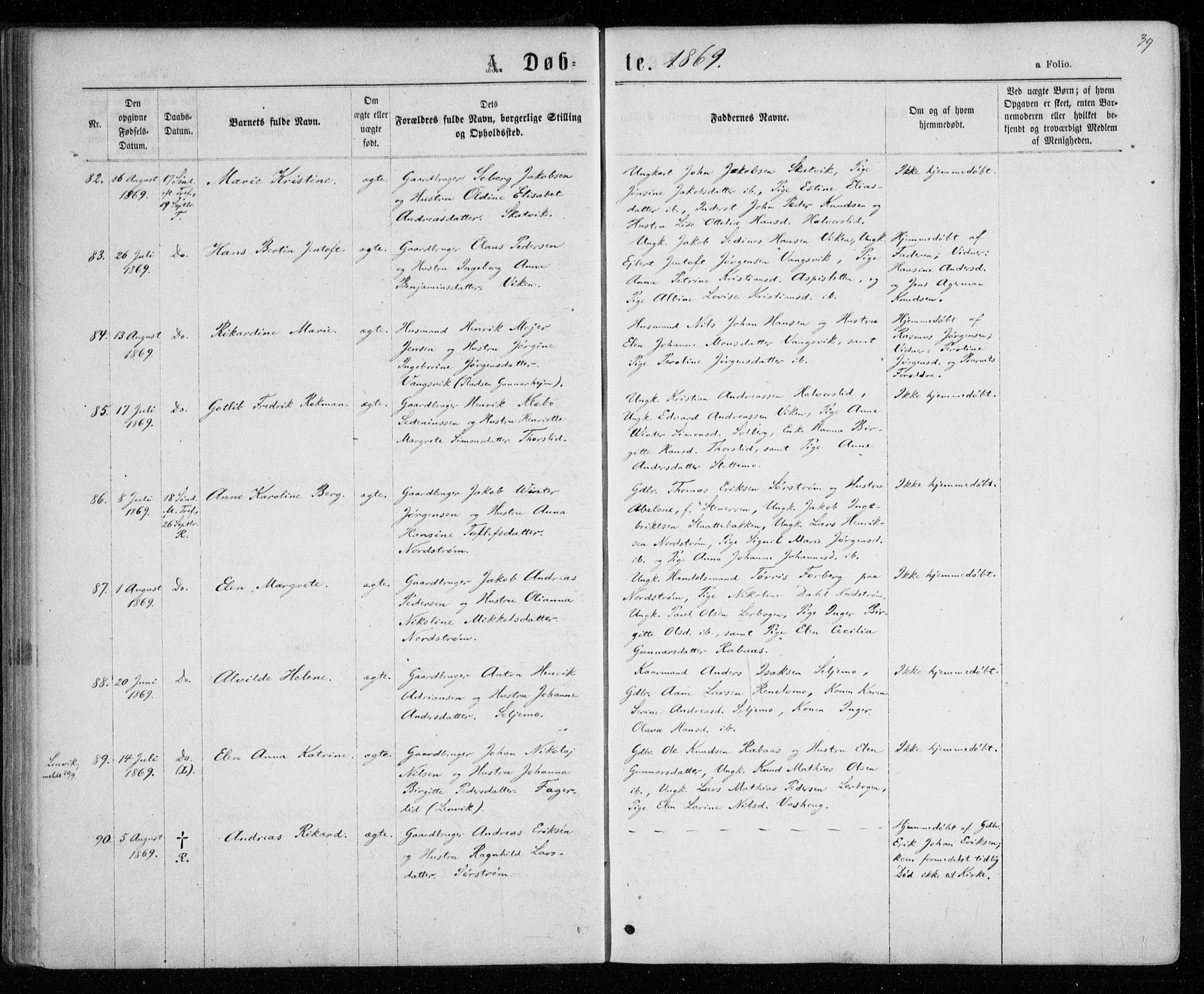 Tranøy sokneprestkontor, AV/SATØ-S-1313/I/Ia/Iaa/L0008kirke: Parish register (official) no. 8, 1867-1877, p. 39