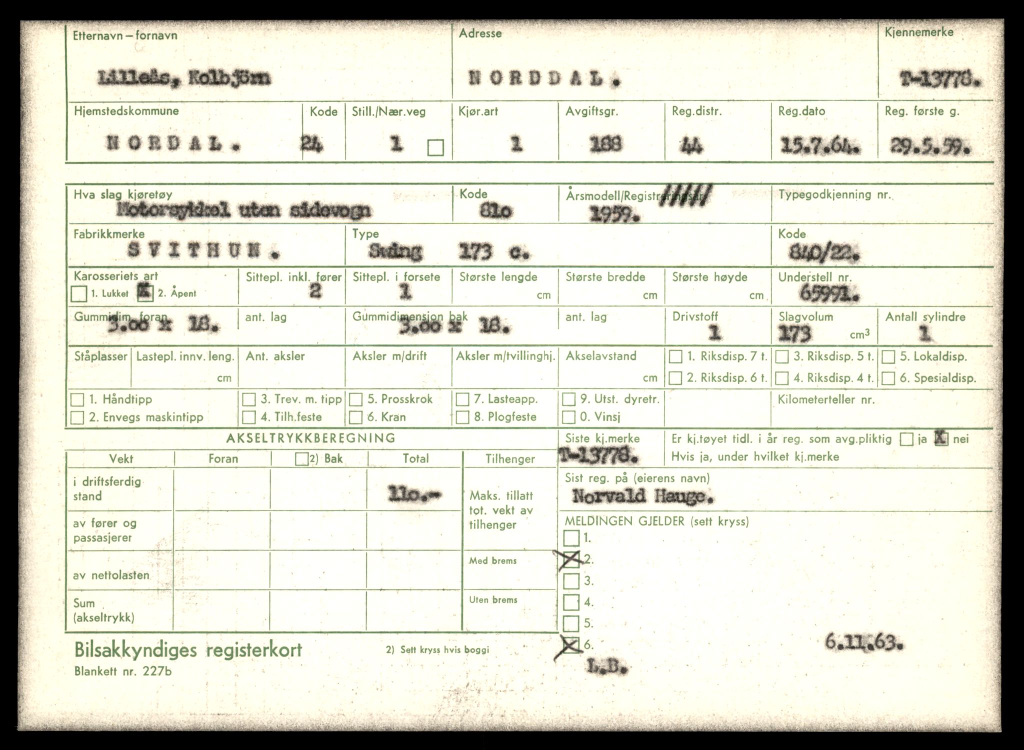 Møre og Romsdal vegkontor - Ålesund trafikkstasjon, AV/SAT-A-4099/F/Fe/L0041: Registreringskort for kjøretøy T 13710 - T 13905, 1927-1998, p. 1167