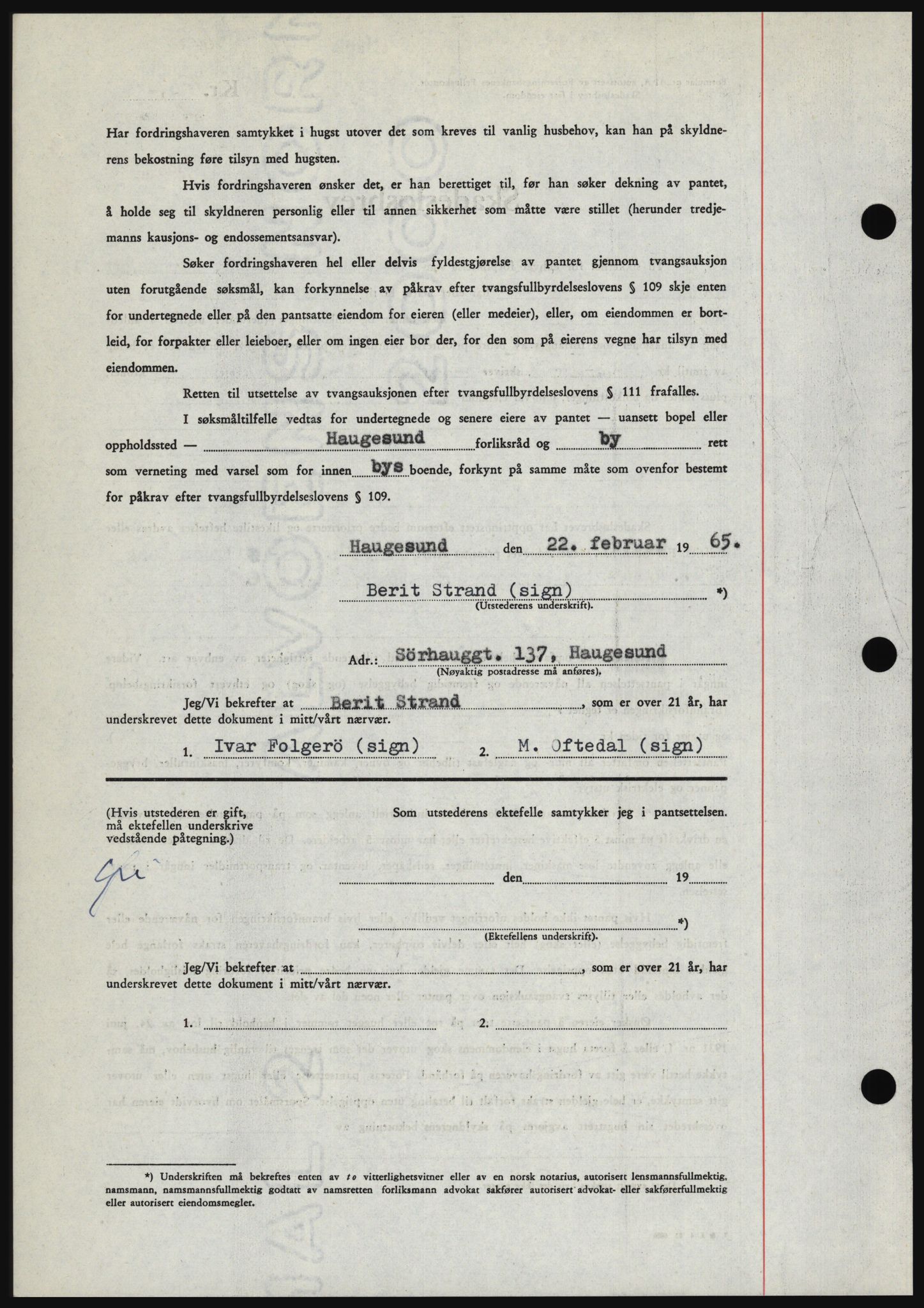 Haugesund tingrett, SAST/A-101415/01/II/IIC/L0053: Mortgage book no. B 53, 1965-1965, Diary no: : 467/1965